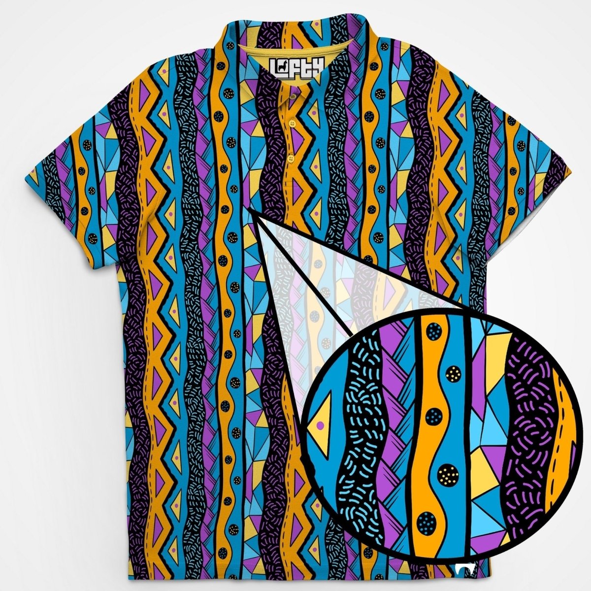 Bump and Rum | Fun and Crazy Tribal Pattern Golf Polo for Men