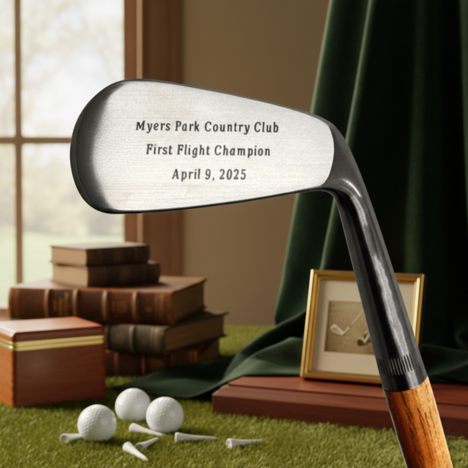 Hickory Golf Club Engraved with Outing Tournament with 3 Lines- Luxury Golf Outing Gift - Groovy Golfer
