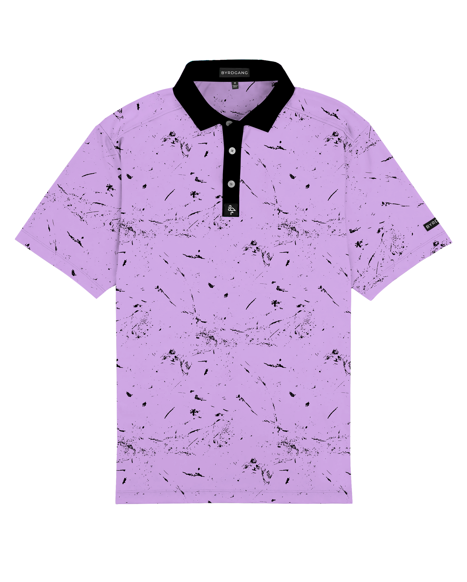 Men’s soft pink polo with light drip texture pattern – breathable, stretch-performance shirt with subtle visual depth.