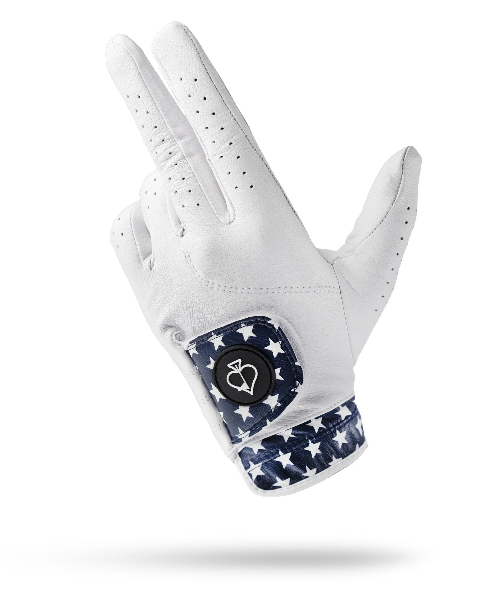premium patriotic golf glove with stars and magnetic ball marker