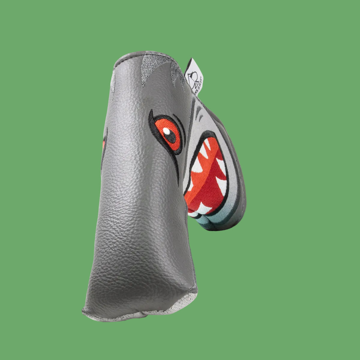 Funny shark-themed golf putter cover with teeth design