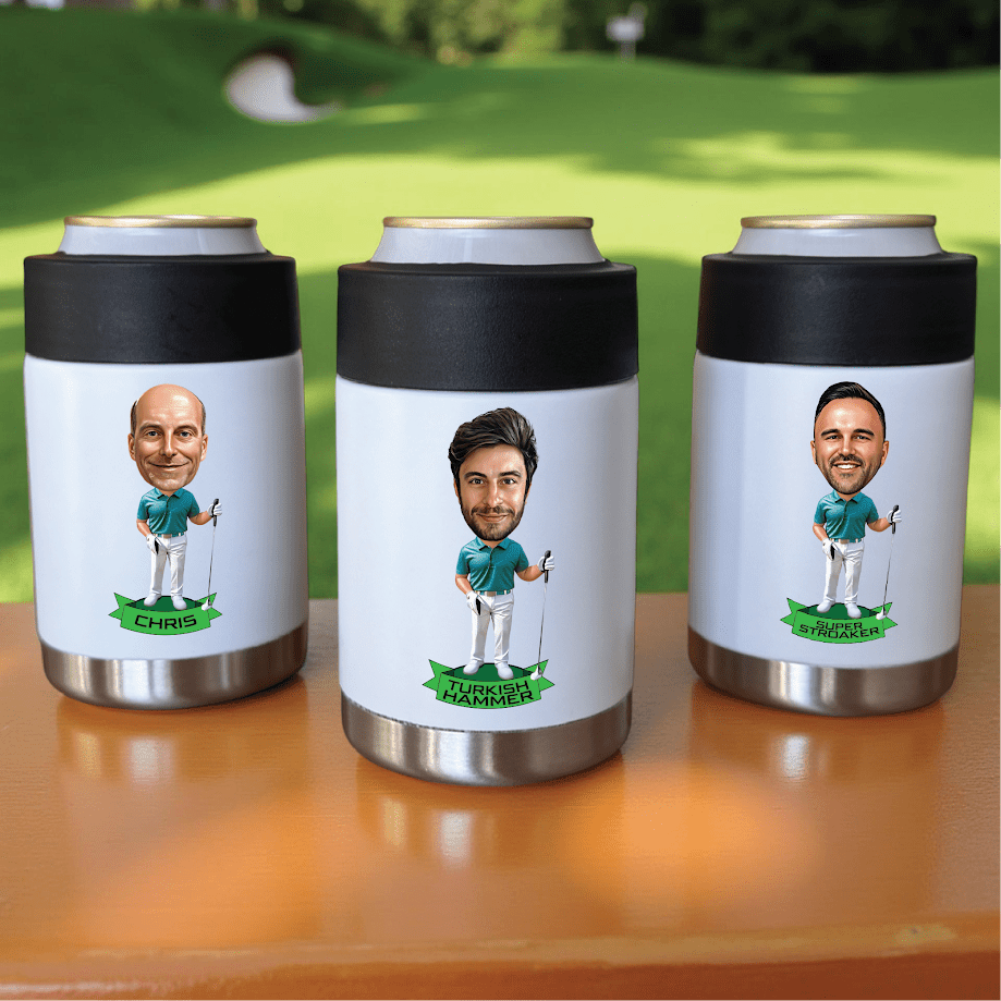 Personalized Golfer Caricature Koozie