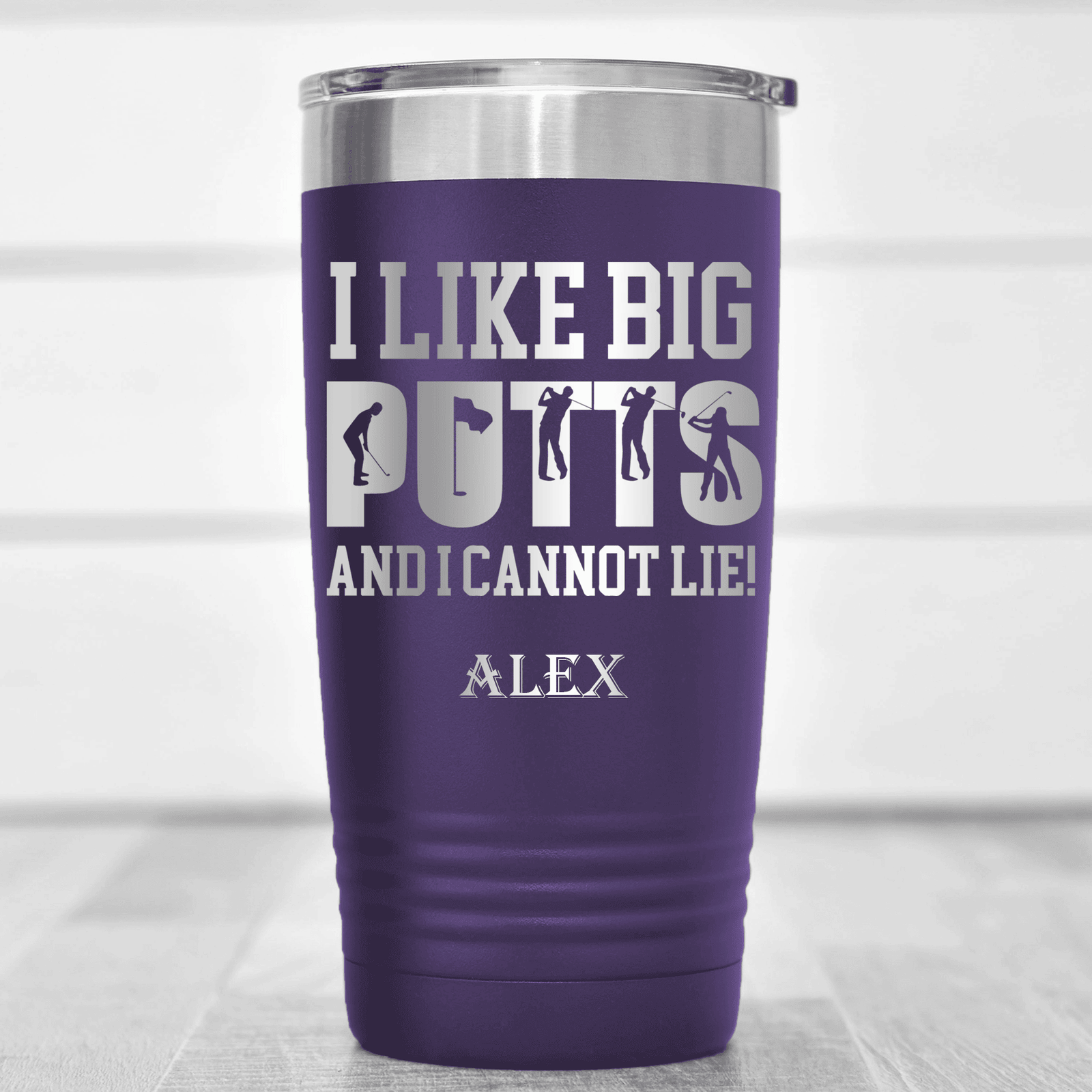 Purple Golf Tumbler With Baby Got Back Design