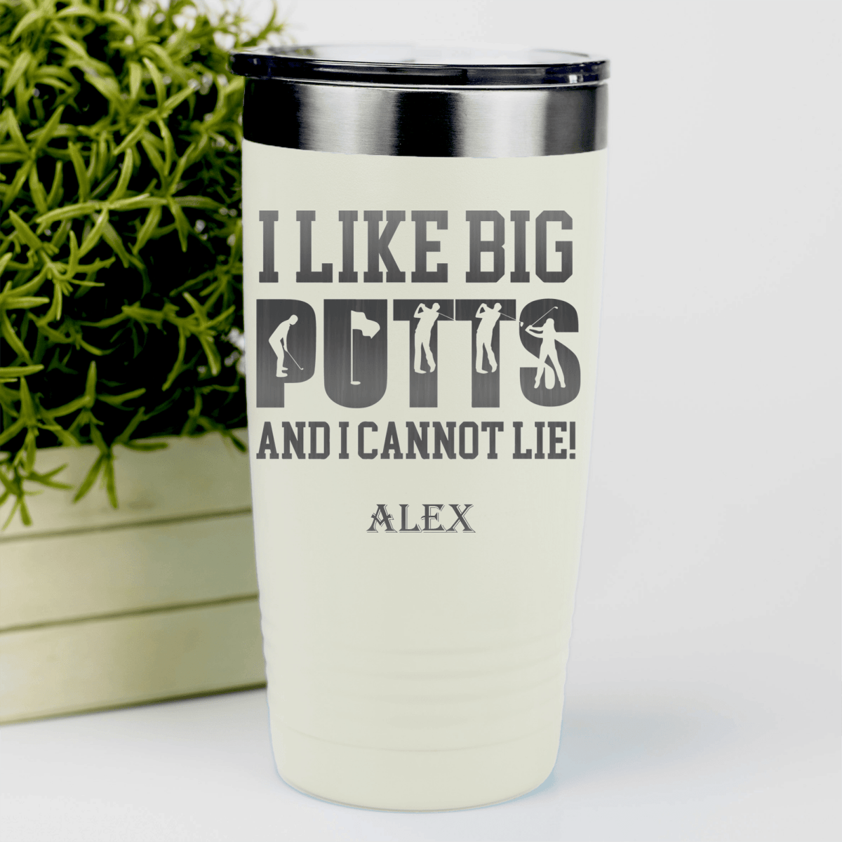 White Golf Tumbler With Baby Got Back Design