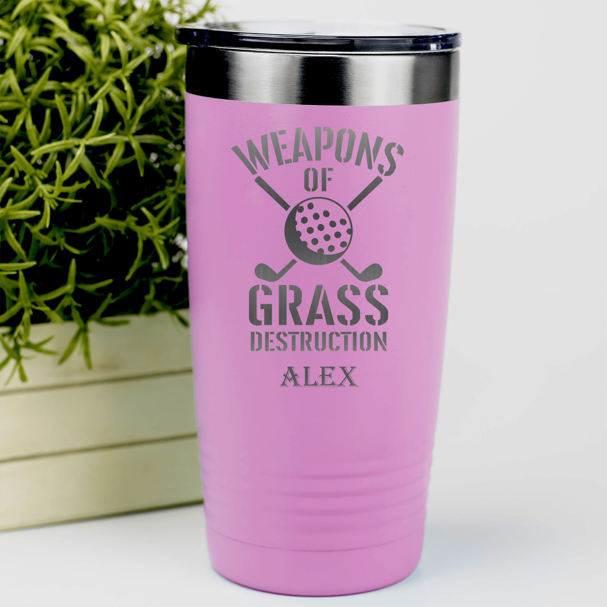 Pink Golf Tumbler With Best Weapons Design