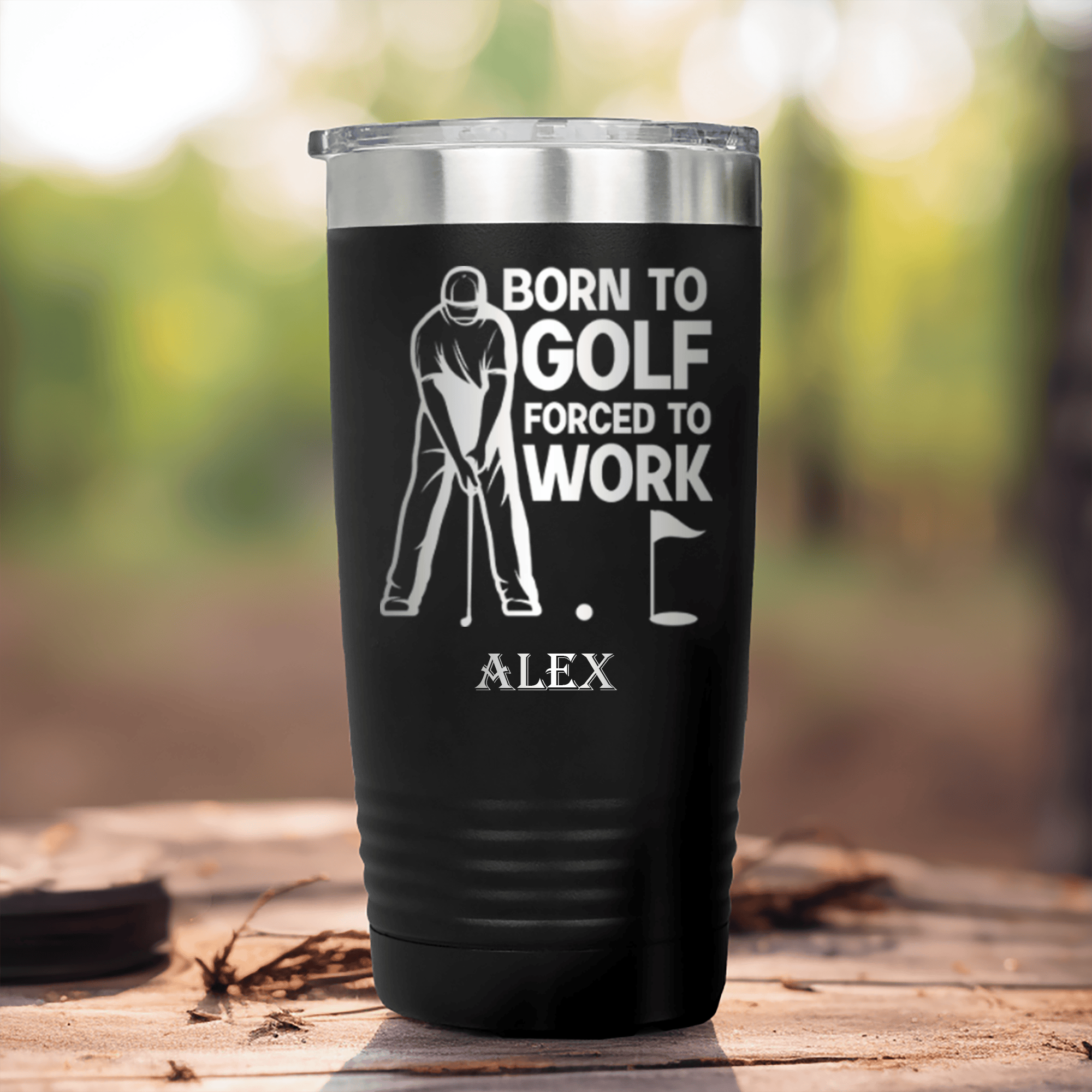 Black Golf Tumbler With Born To Golf Design