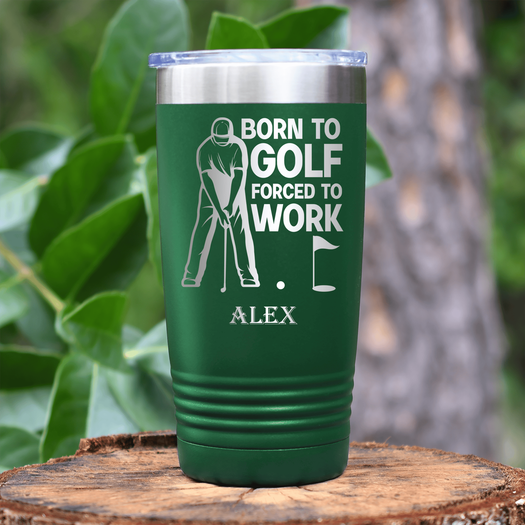 Green Golf Tumbler With Born To Golf Design