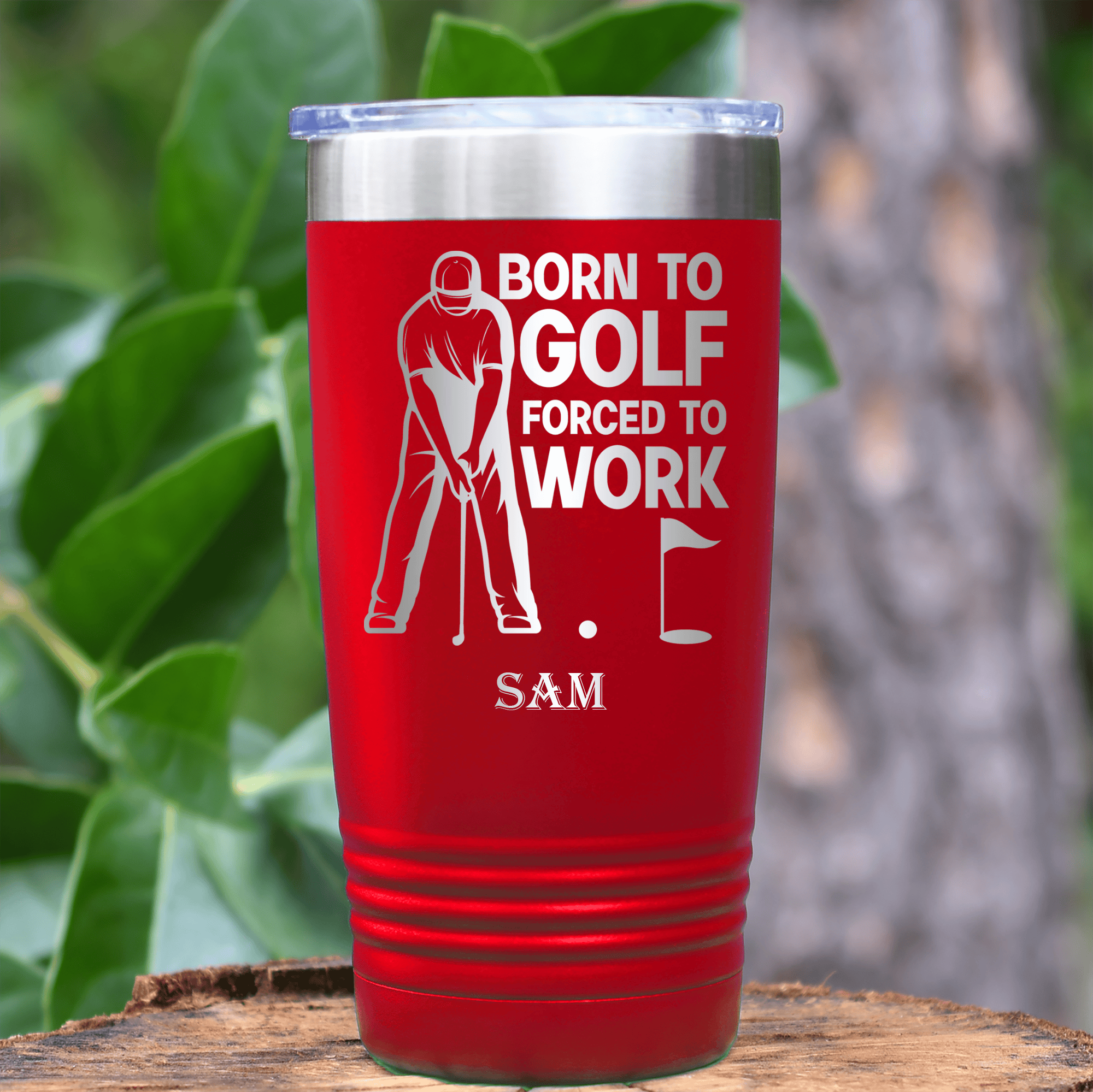 Red Golf Tumbler With Born To Golf Design