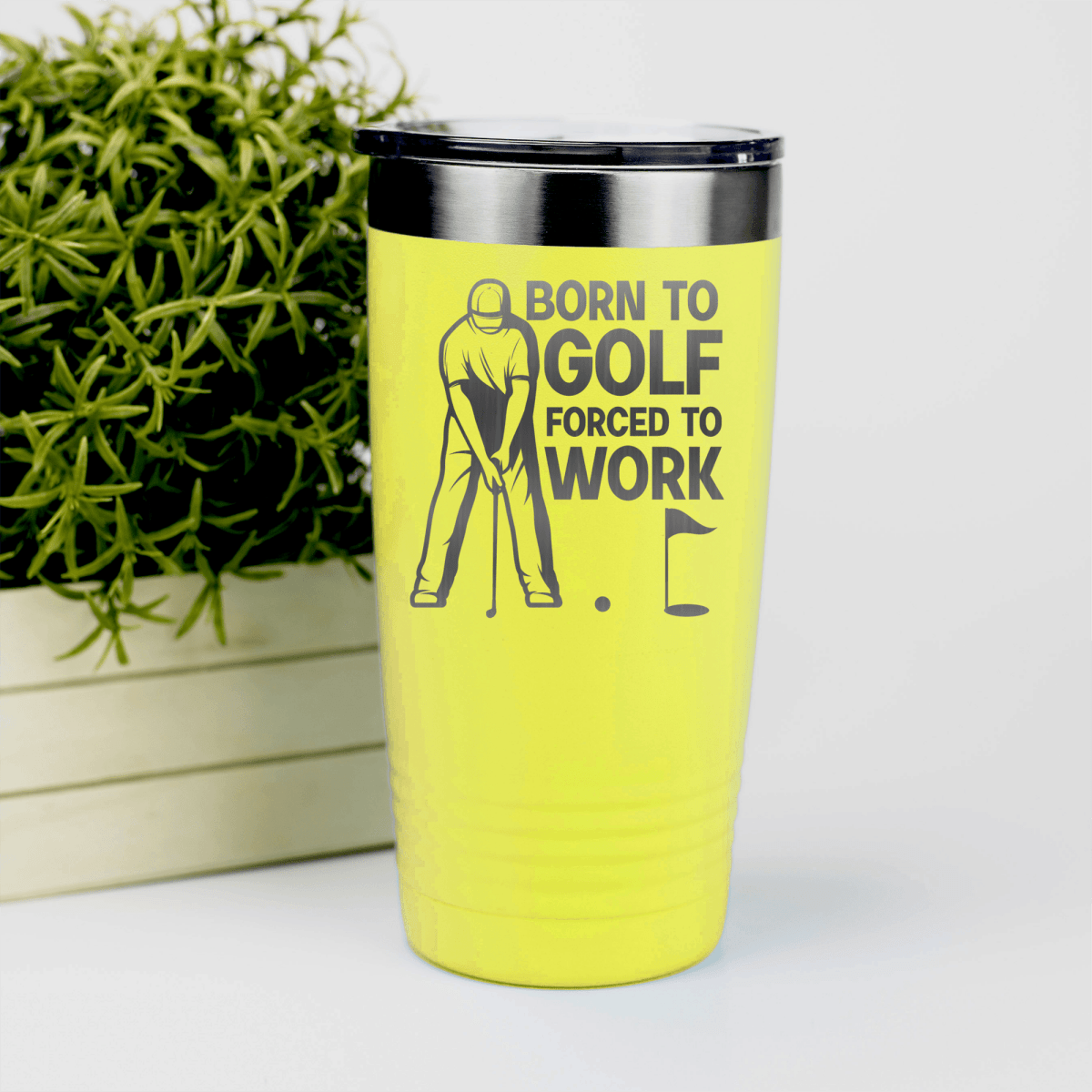 Yellow golf tumbler Born To Golf