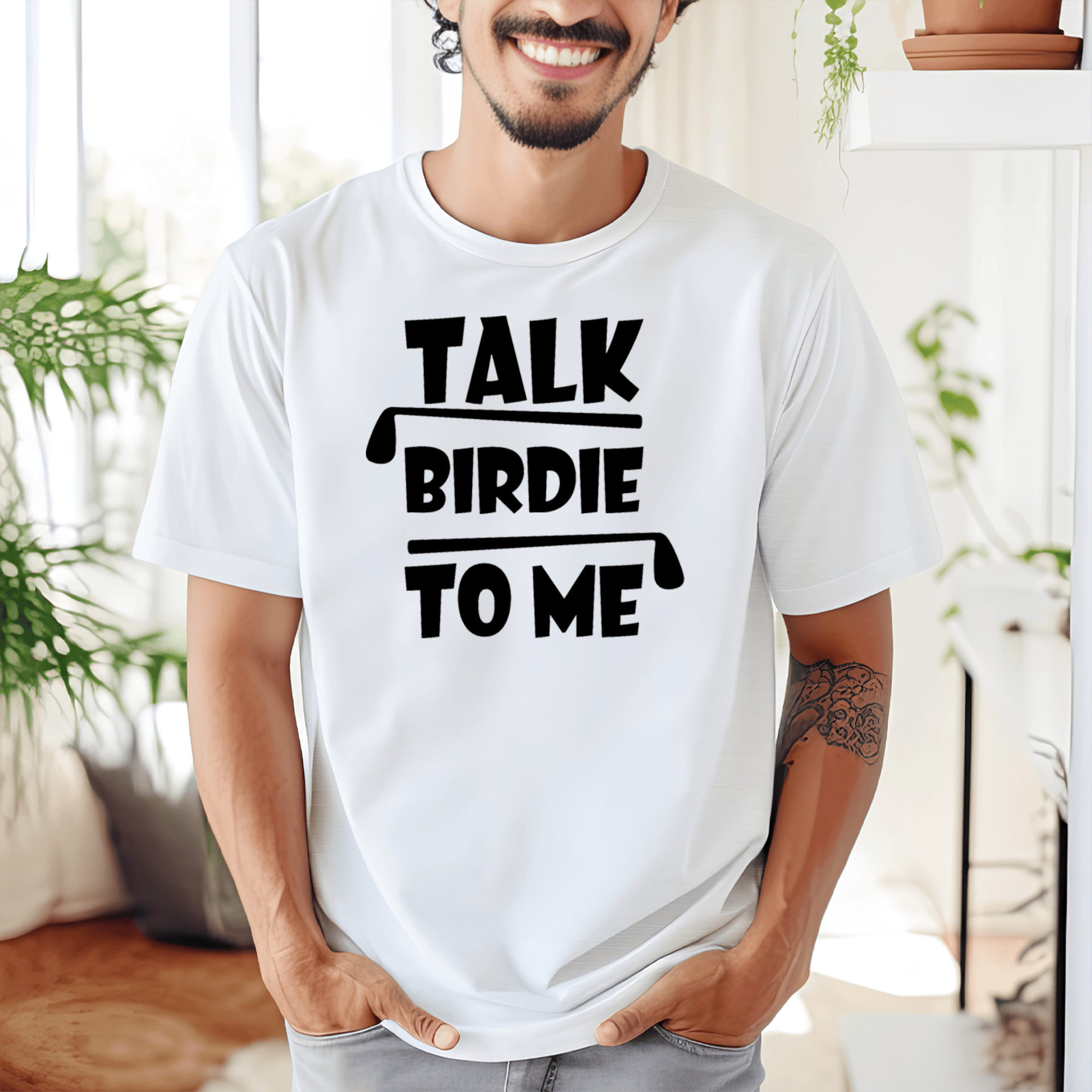 White Mens T-Shirt With Dirty Birdie Design