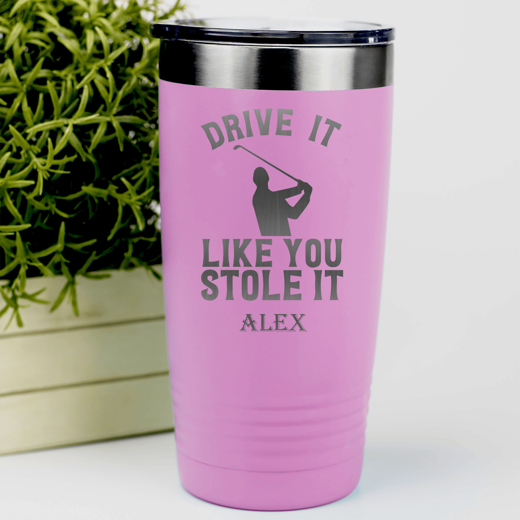 Pink Golf Tumbler With Drive Like You Stole Design