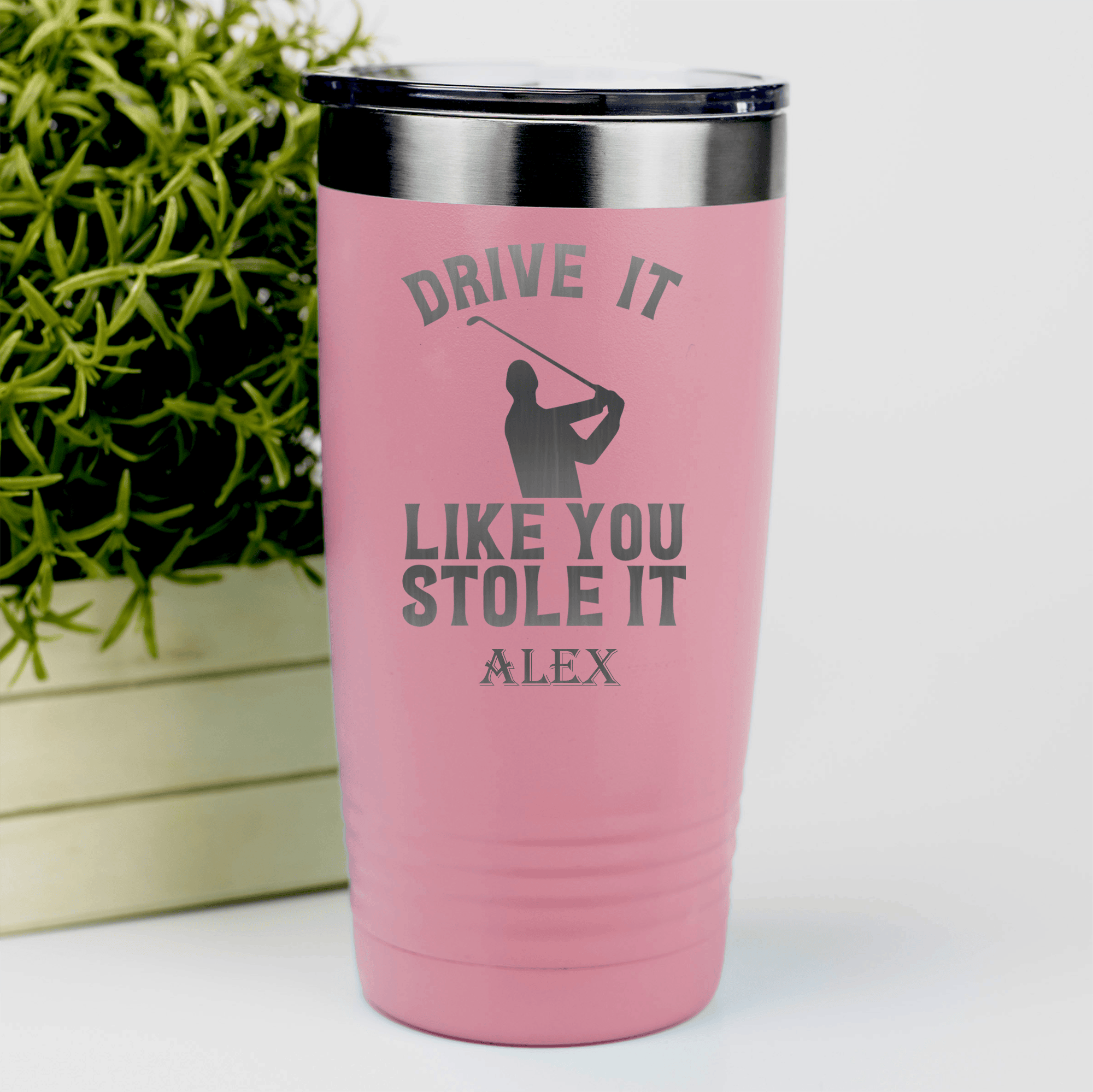 Salmon Golf Tumbler With Drive Like You Stole Design