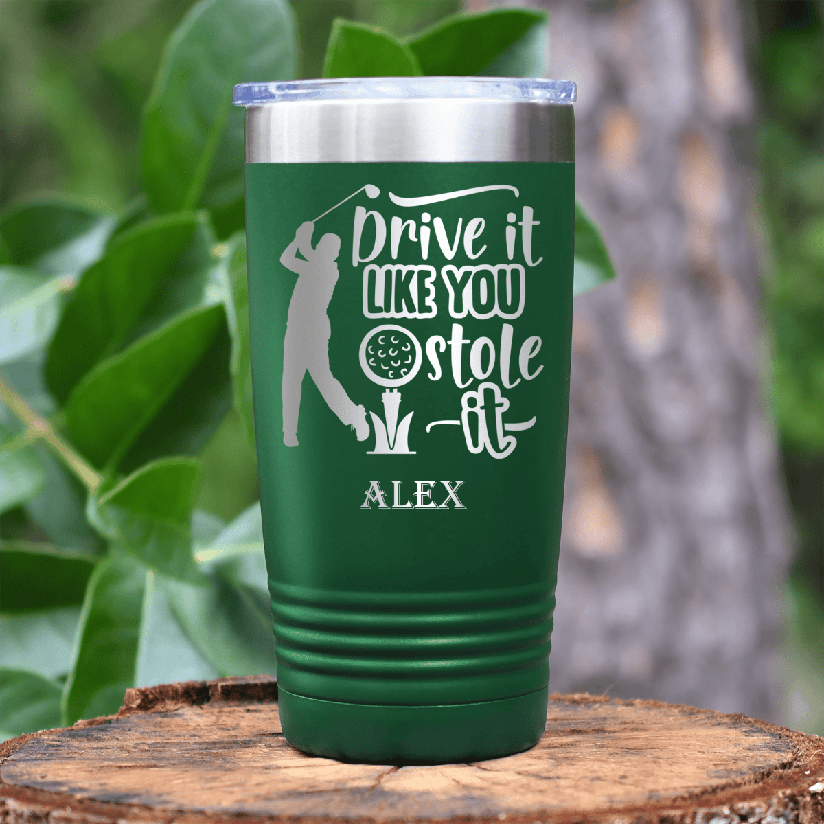 Green Golf Tumbler With Golf Thief Design