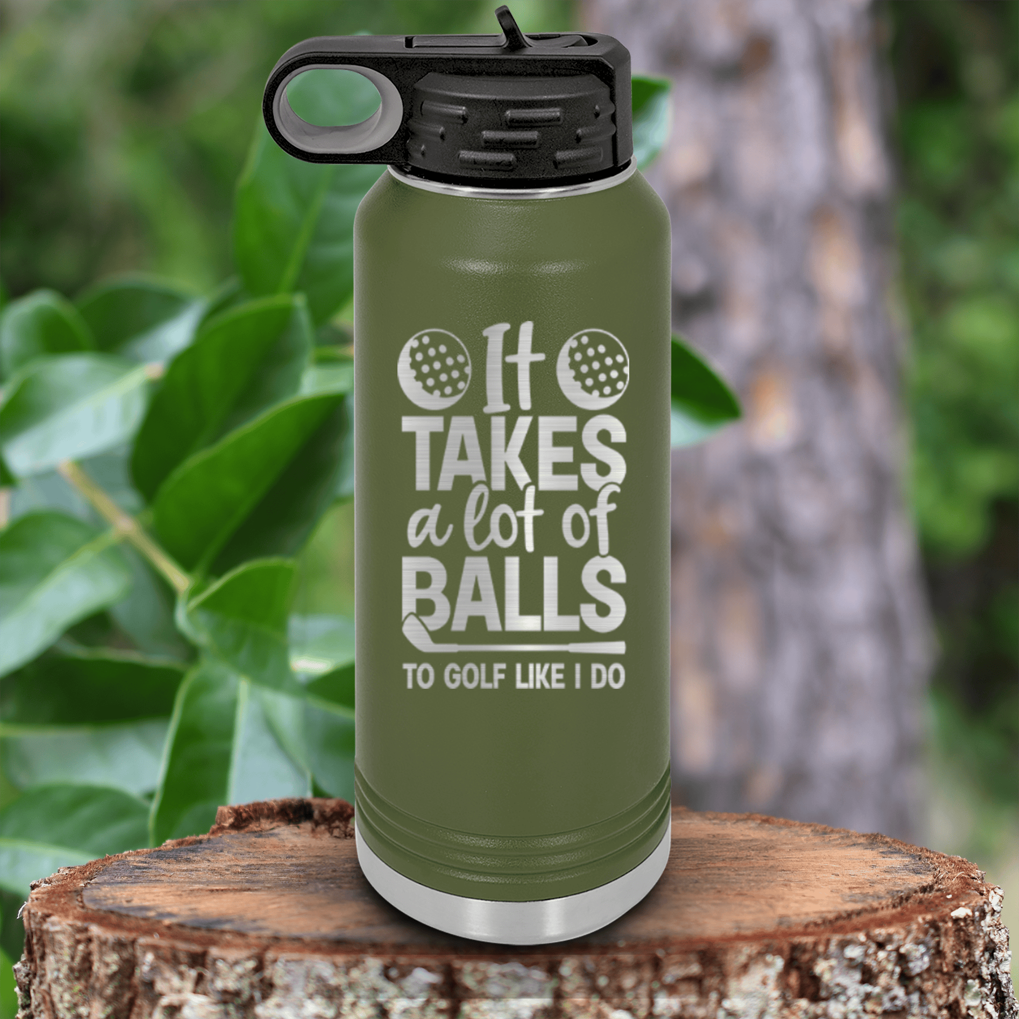 Military Green golf water bottle Golfing Takes Balls