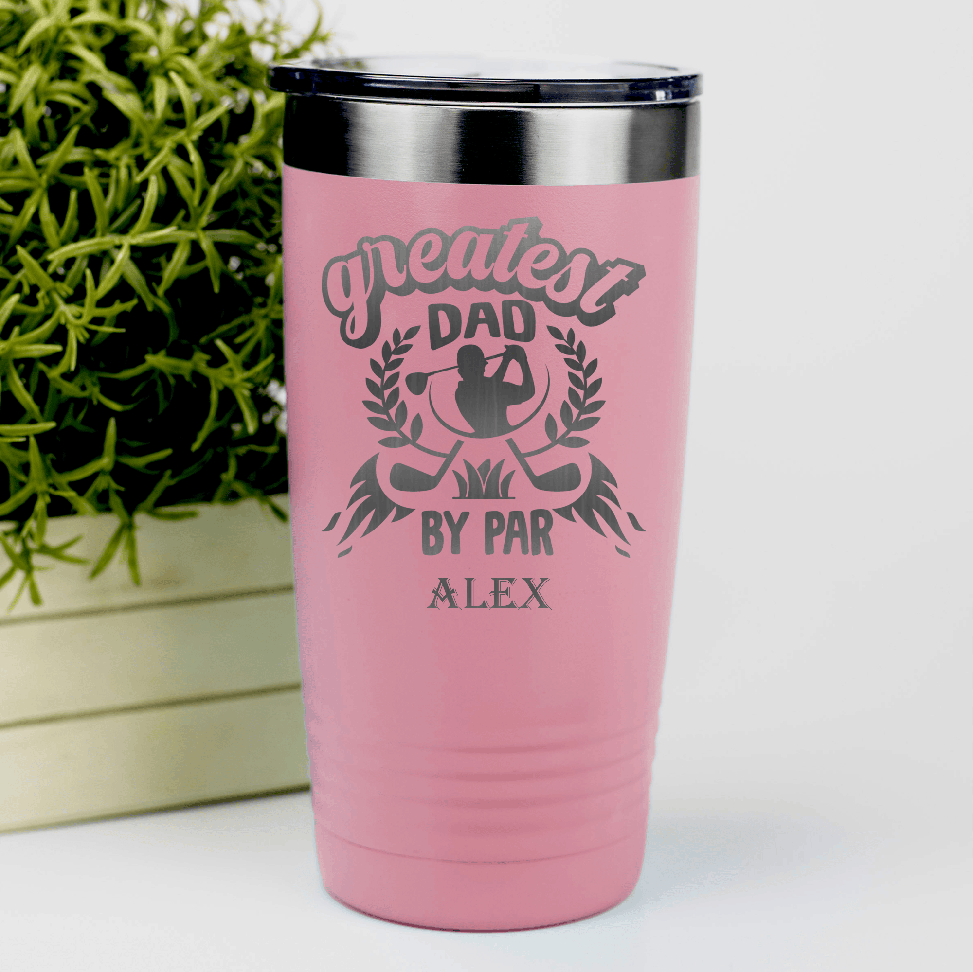 Salmon Golf Tumbler With Greatest Dad By Par Design