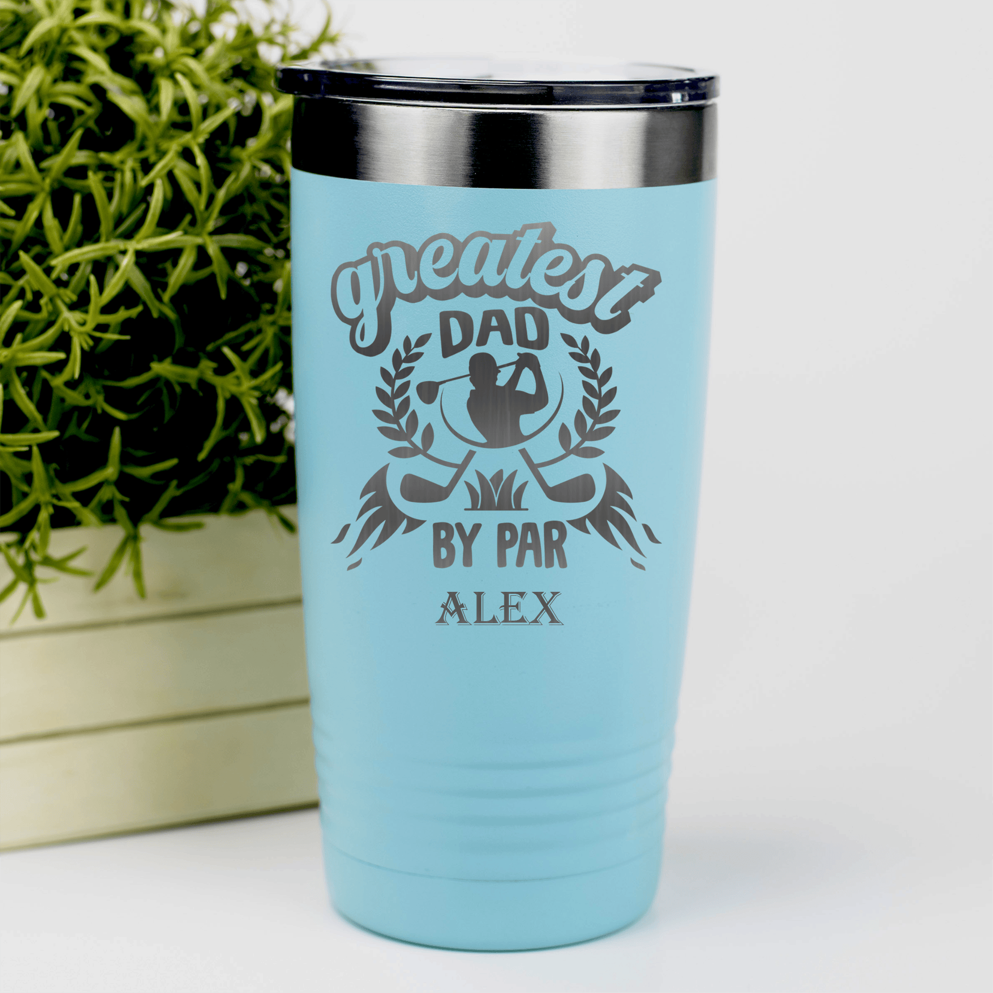 Teal Golf Tumbler With Greatest Dad By Par Design