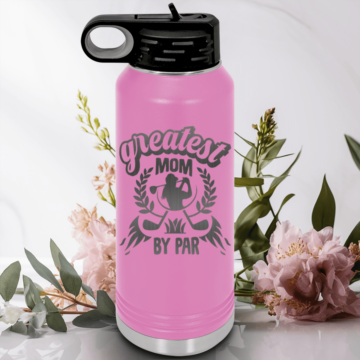 Light Purple golf water bottle Greatest Mom By Par