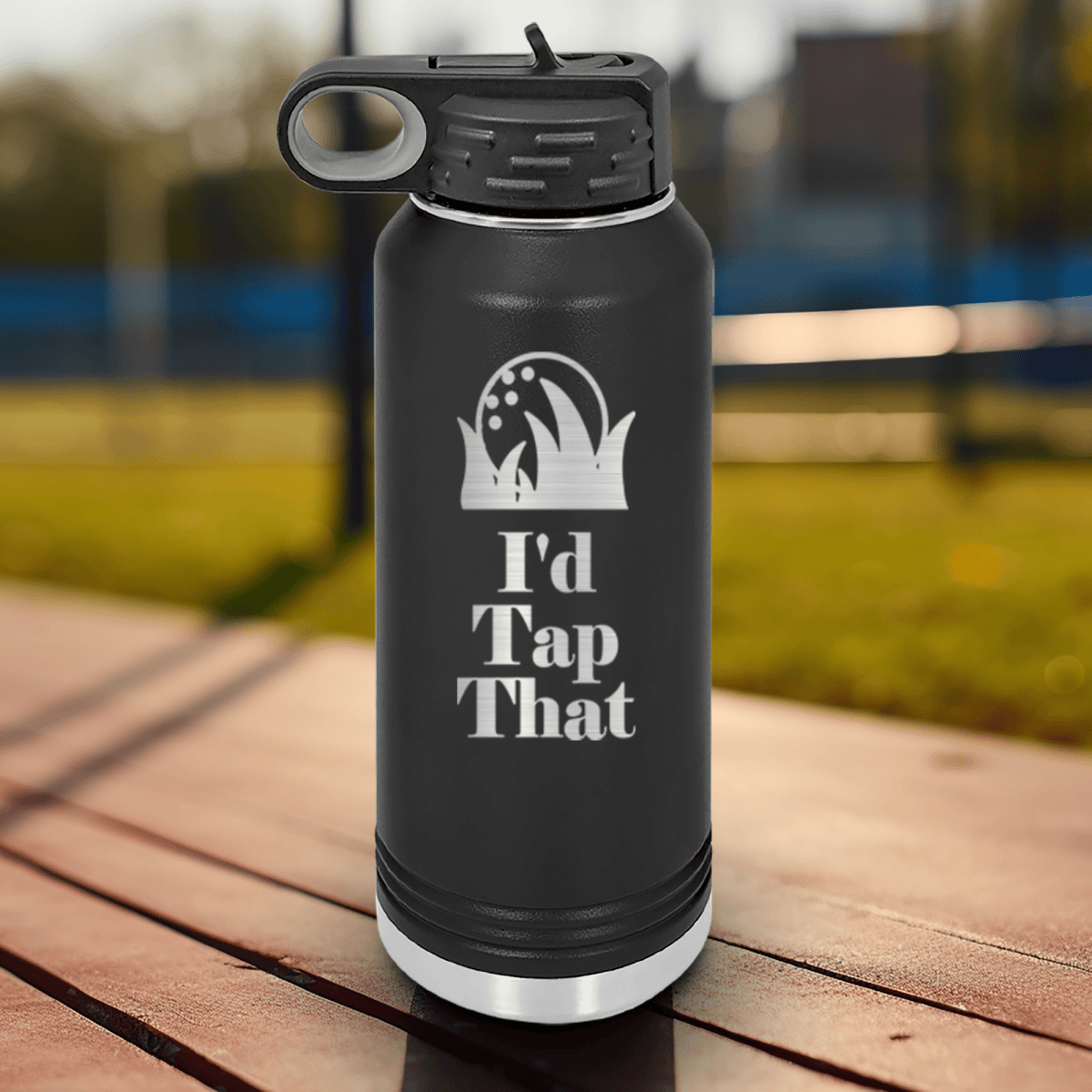 Black golf water bottle Id Tap That