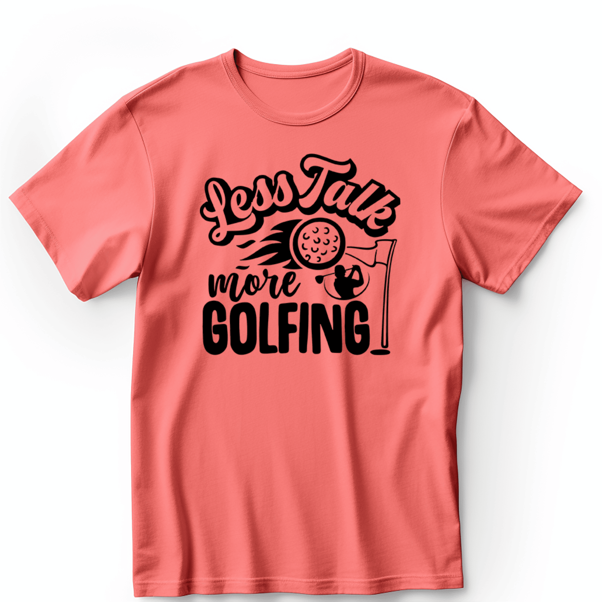 Light Red Mens T-Shirt With Less Talk More Golf Design