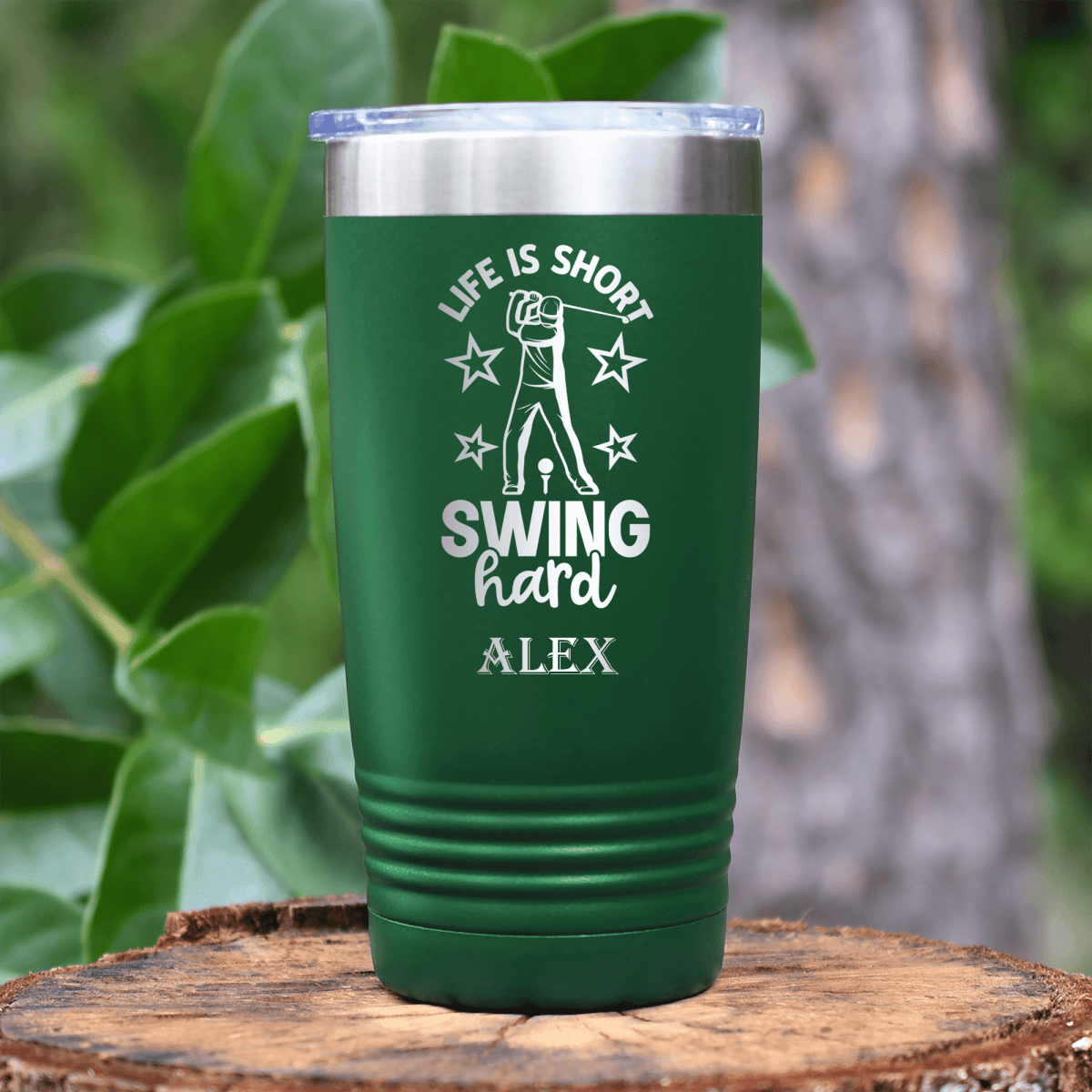 Green Golf Tumbler With Life Is Short Swing Hard Design