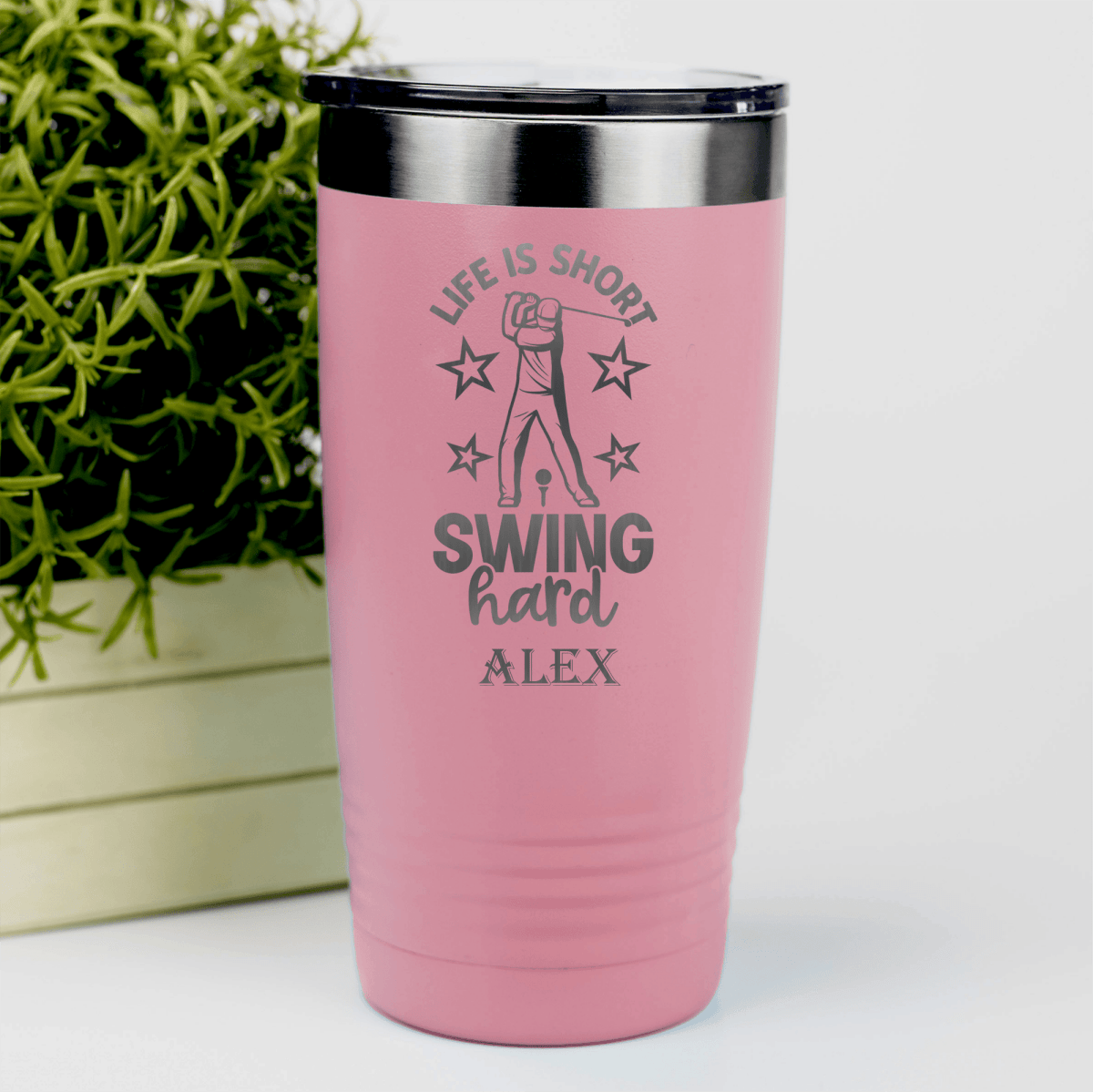 Salmon Golf Tumbler With Life Is Short Swing Hard Design