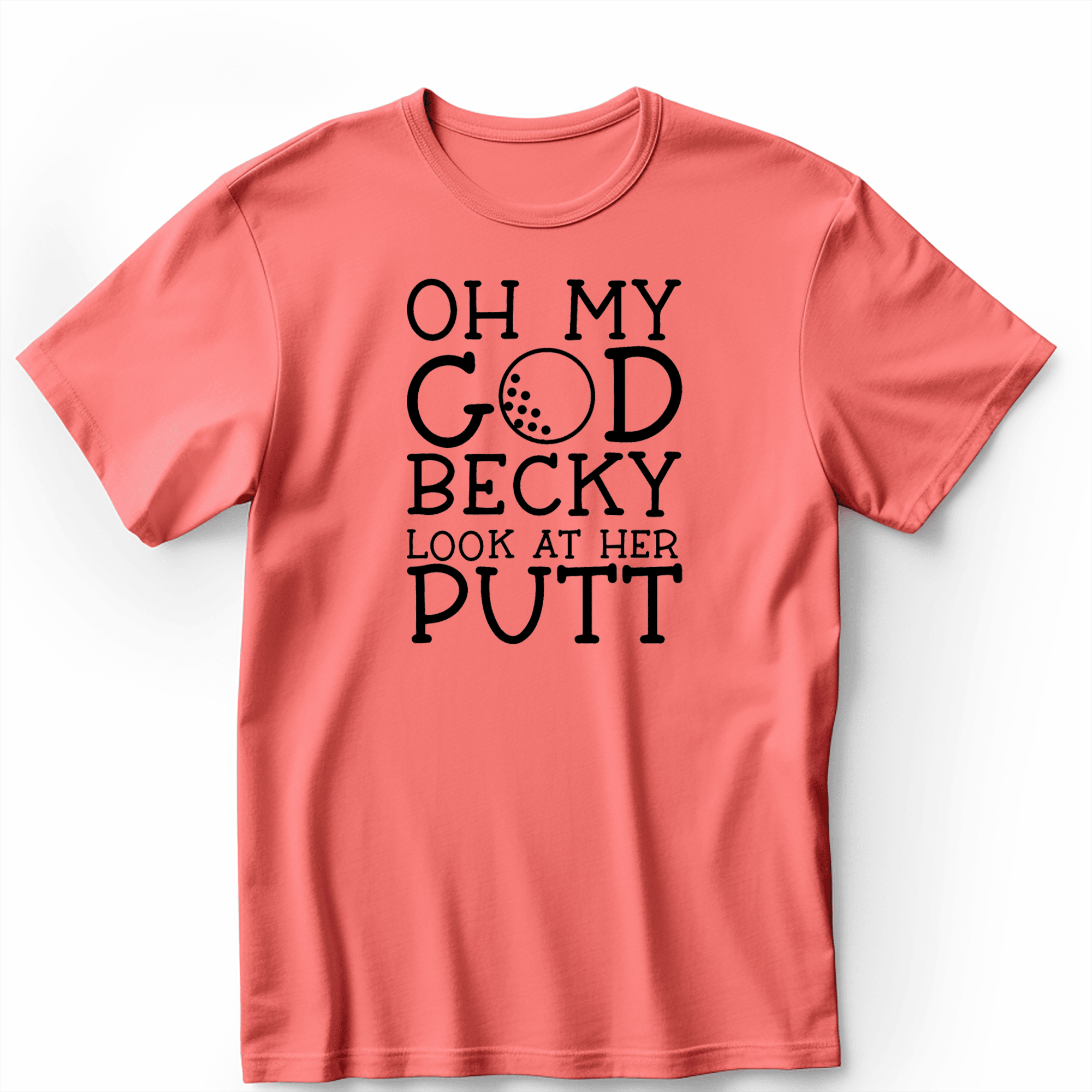 Light Red Mens T-Shirt With Look At Her Putt Design