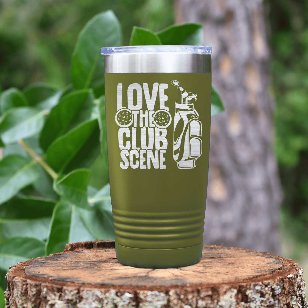 Military Green golf tumbler Love The Club Scene