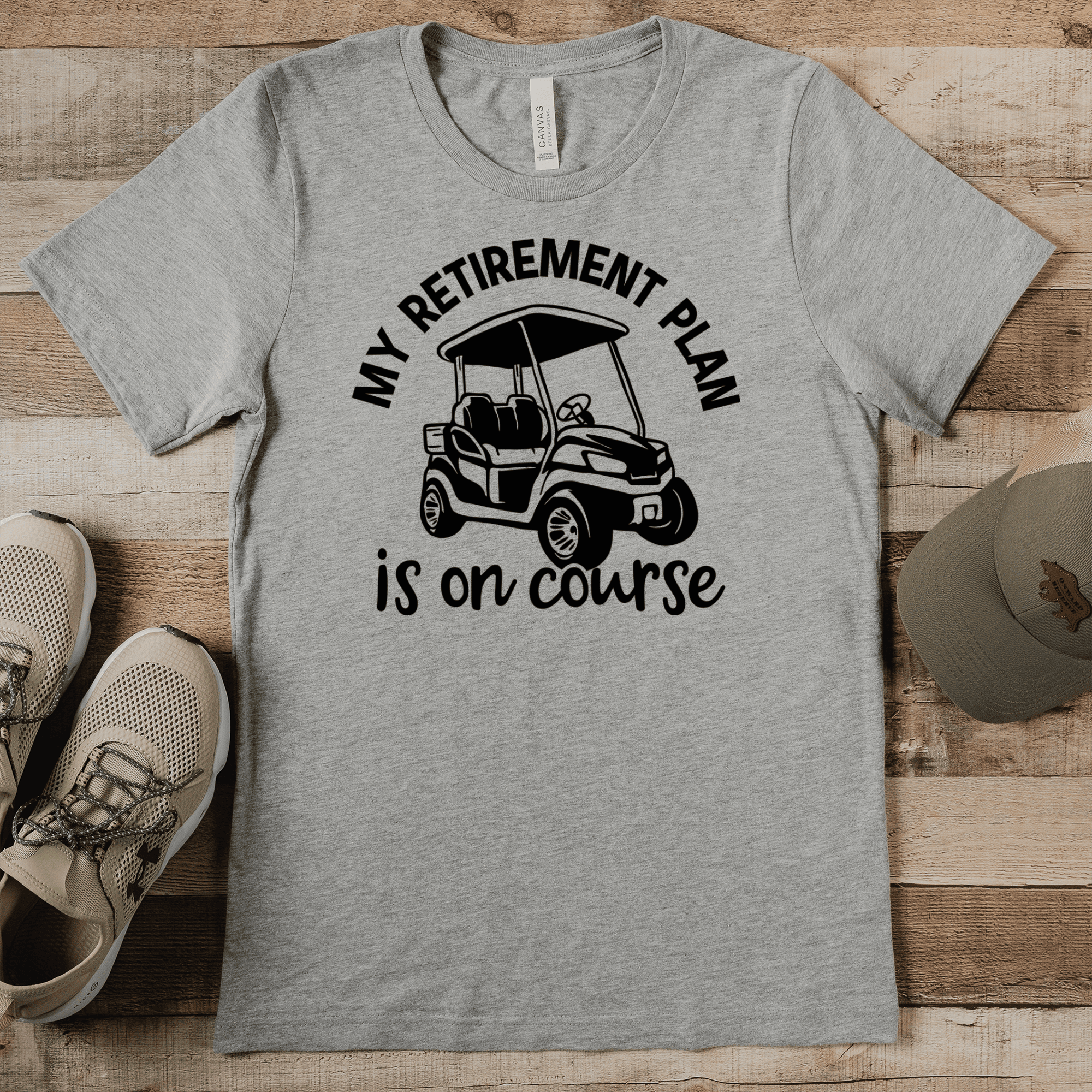 Grey Mens T-Shirt With My Retirement Plan Is On Course Design