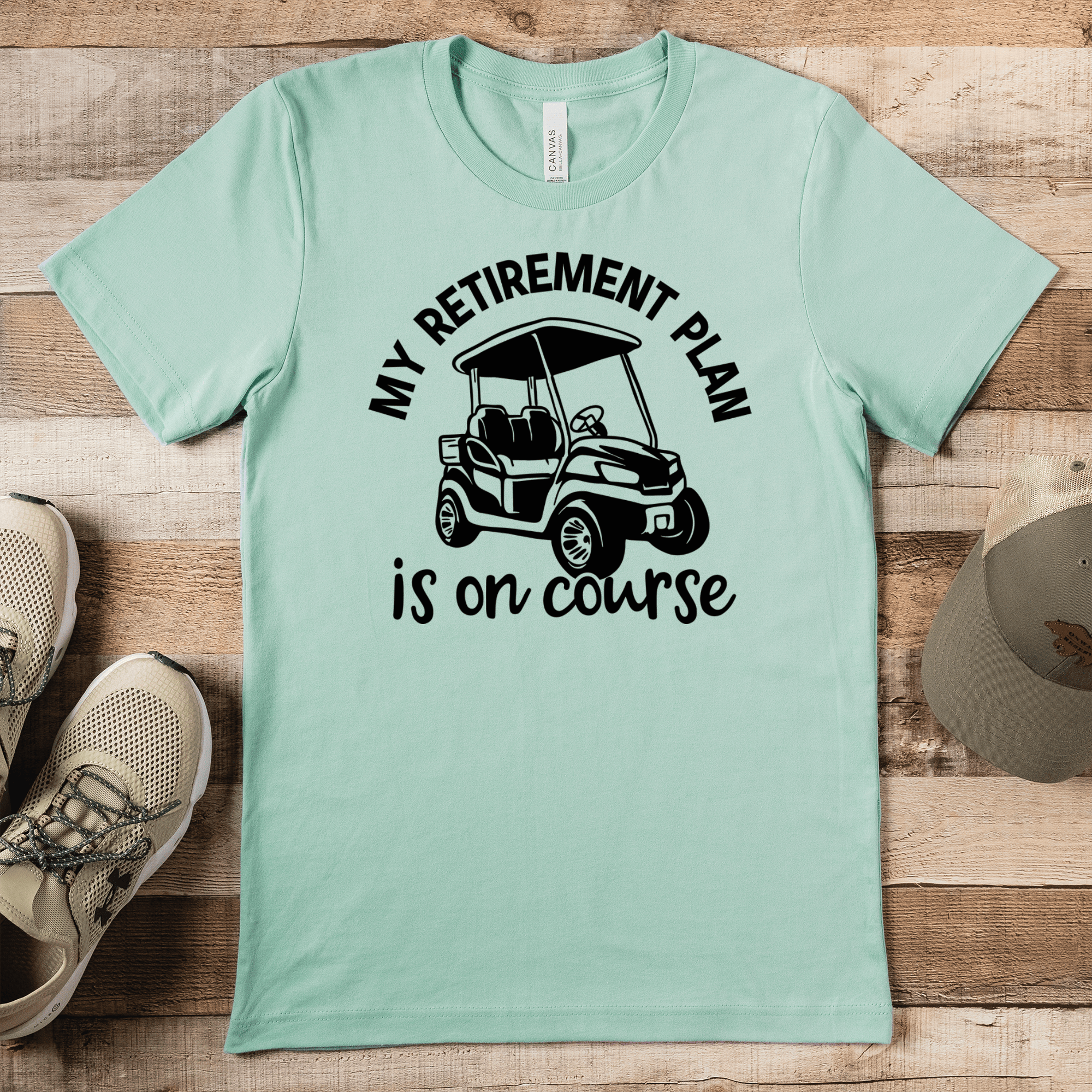 Light Green Mens T-Shirt With My Retirement Plan Is On Course Design