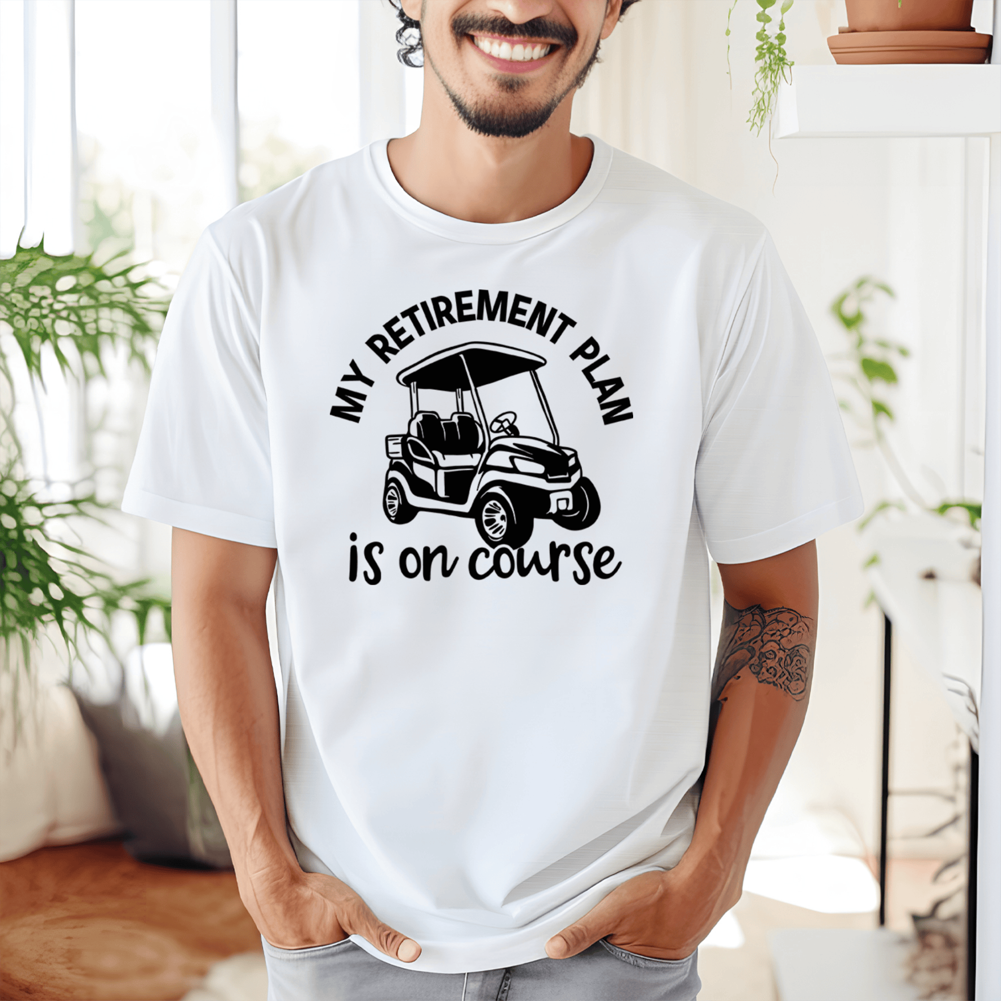 White Mens T-Shirt With My Retirement Plan Is On Course Design
