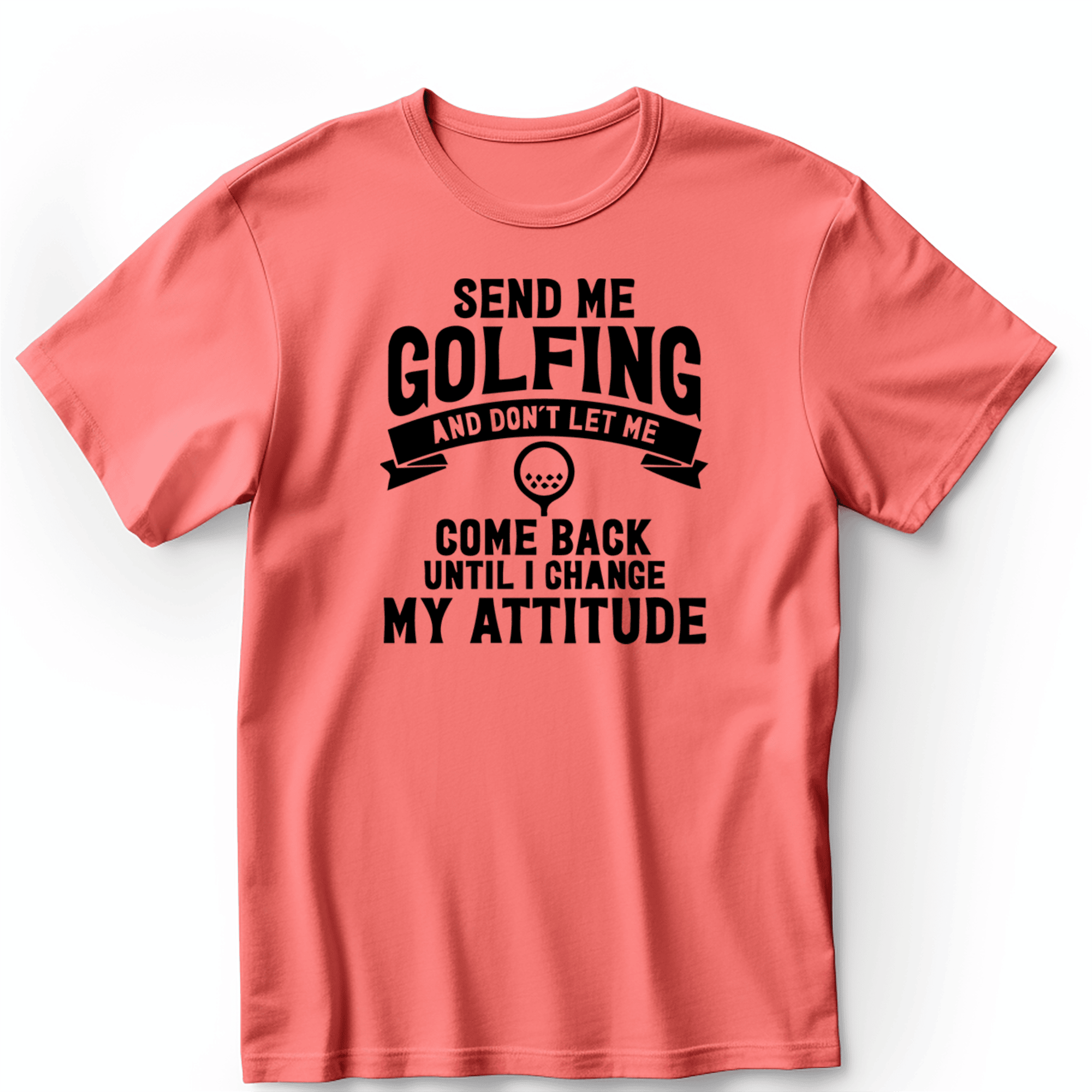 Light Red Mens T-Shirt With Send Me Golfing Design