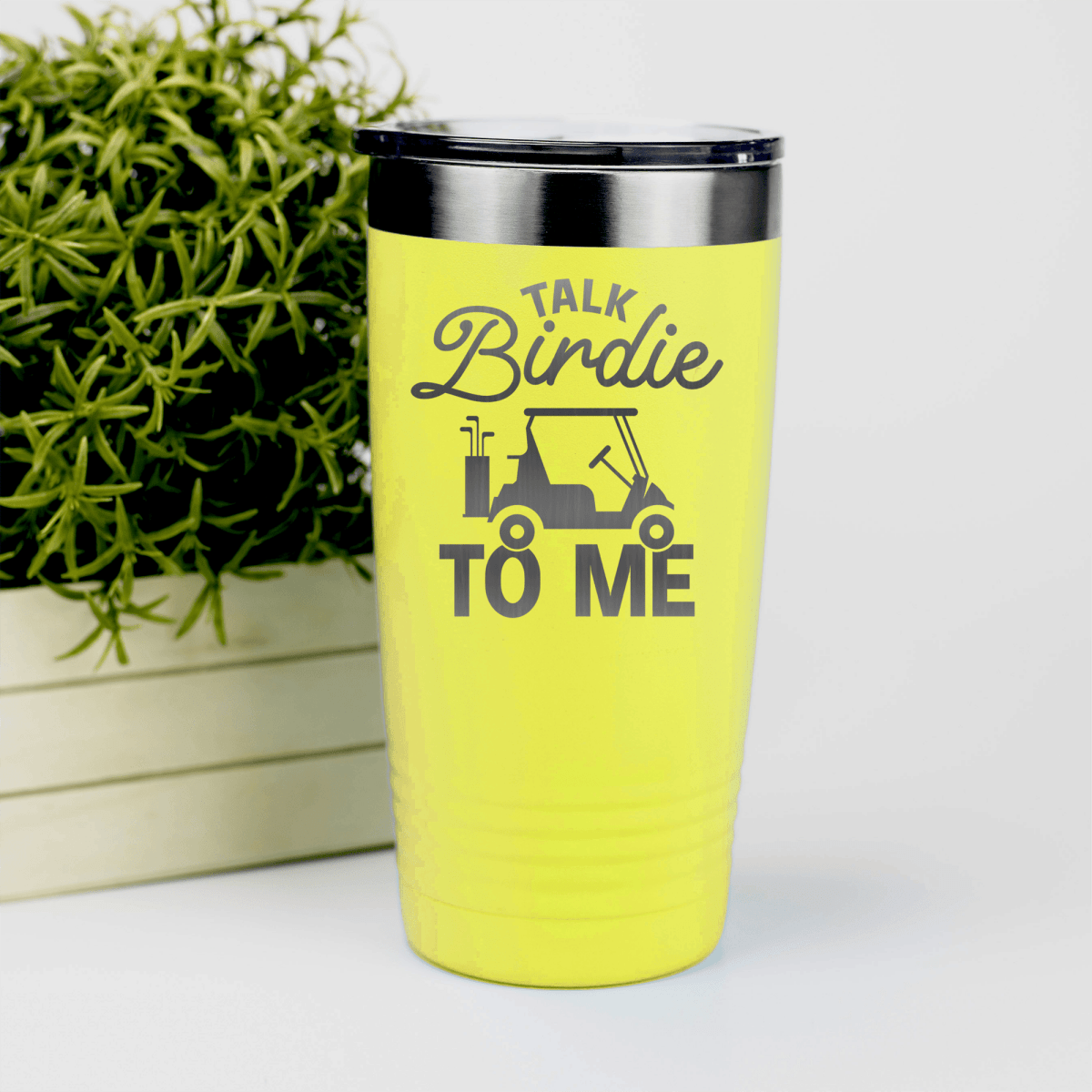 Yellow golf tumbler Talk Birdie To Me