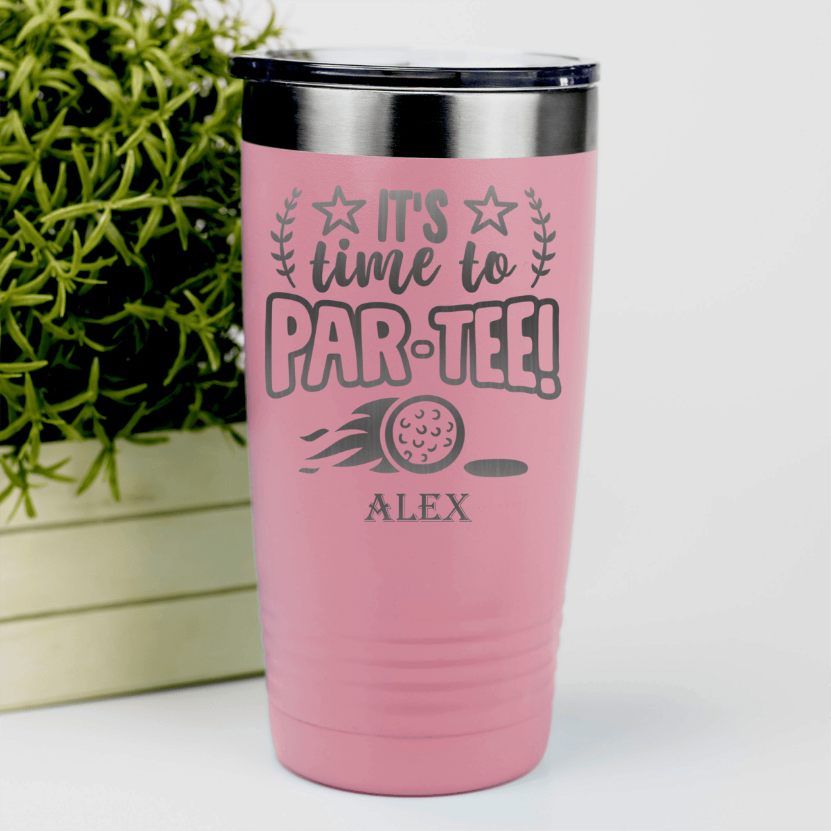 Salmon Golf Tumbler With Time To Par Tee Design
