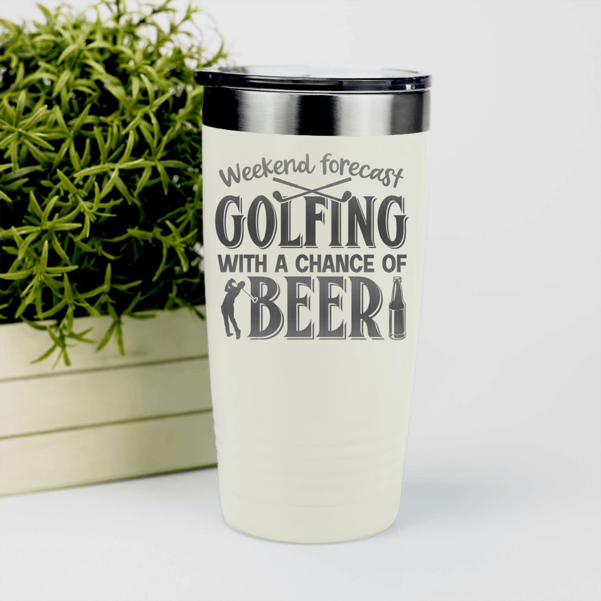 White golf tumbler Weekend Forecast Golfing
