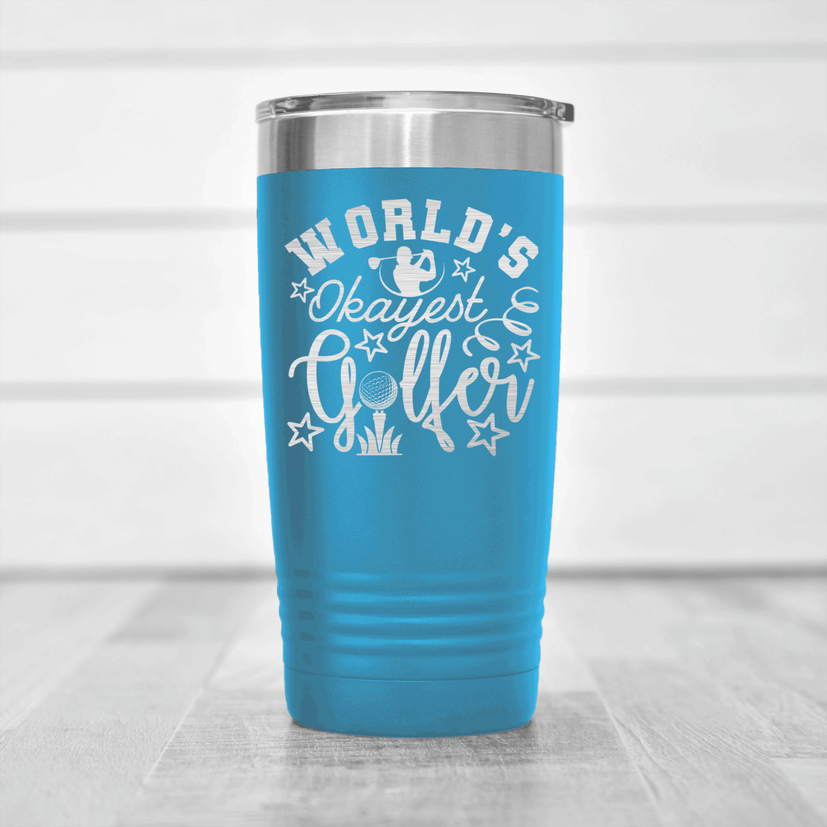 Light Blue golf tumbler Worlds Kinda Good Gofler