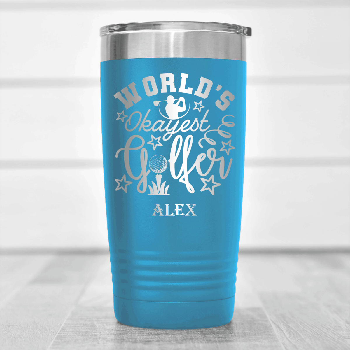 Light Blue Golf Tumbler With Worlds Kinda Good Gofler Design