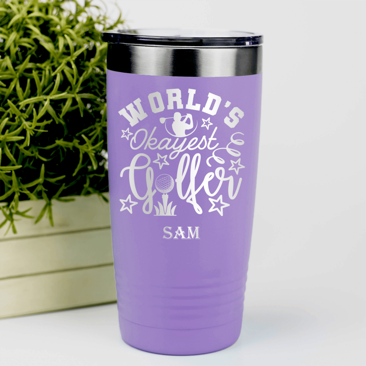 Light Purple Golf Tumbler With Worlds Kinda Good Gofler Design