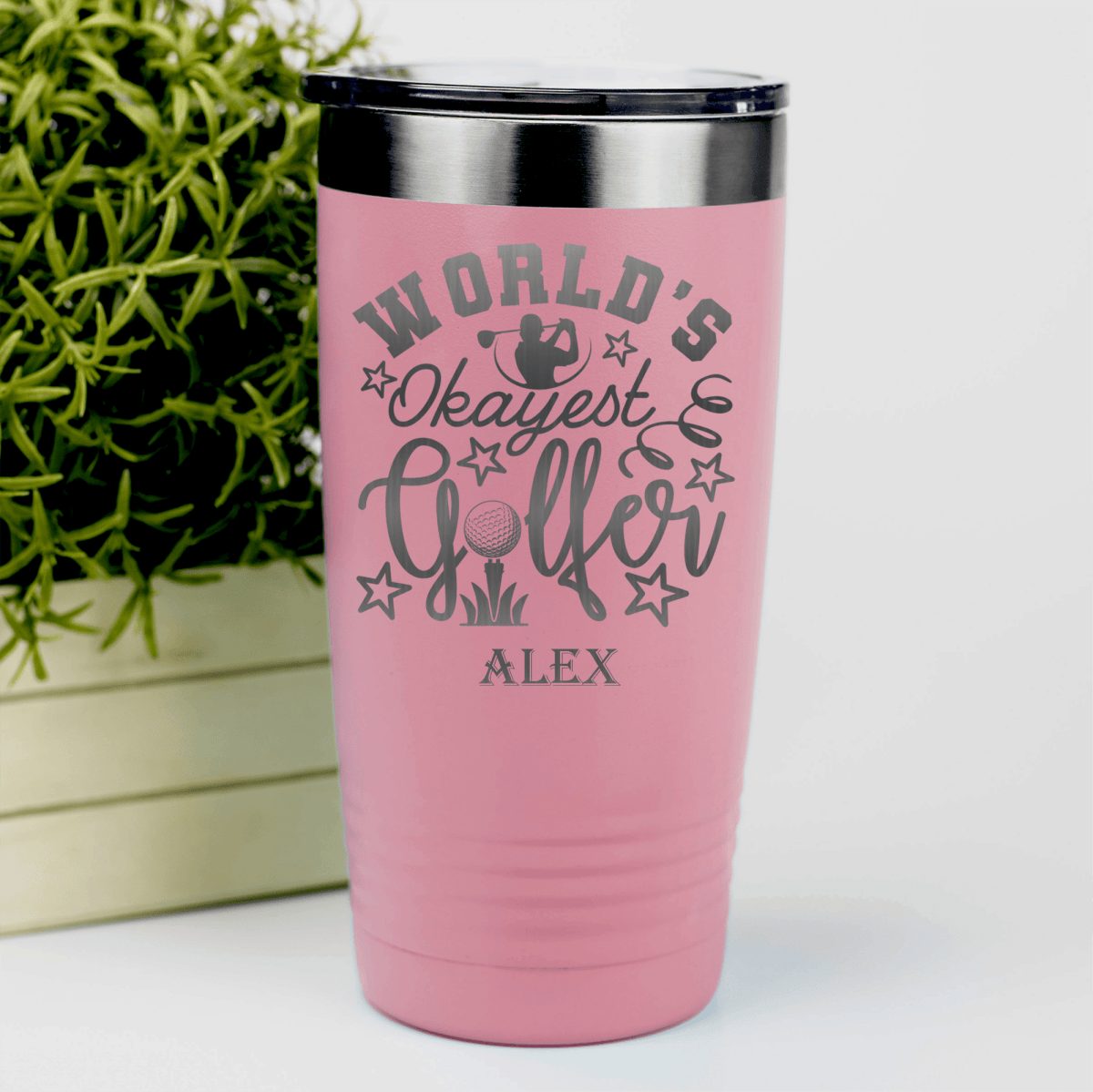 Salmon Golf Tumbler With Worlds Kinda Good Gofler Design