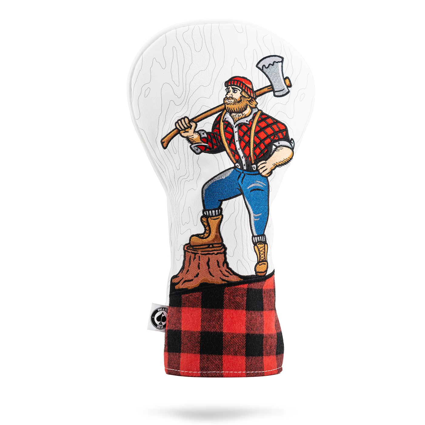 Hacker driver headcover with lumberjack design and flannel print