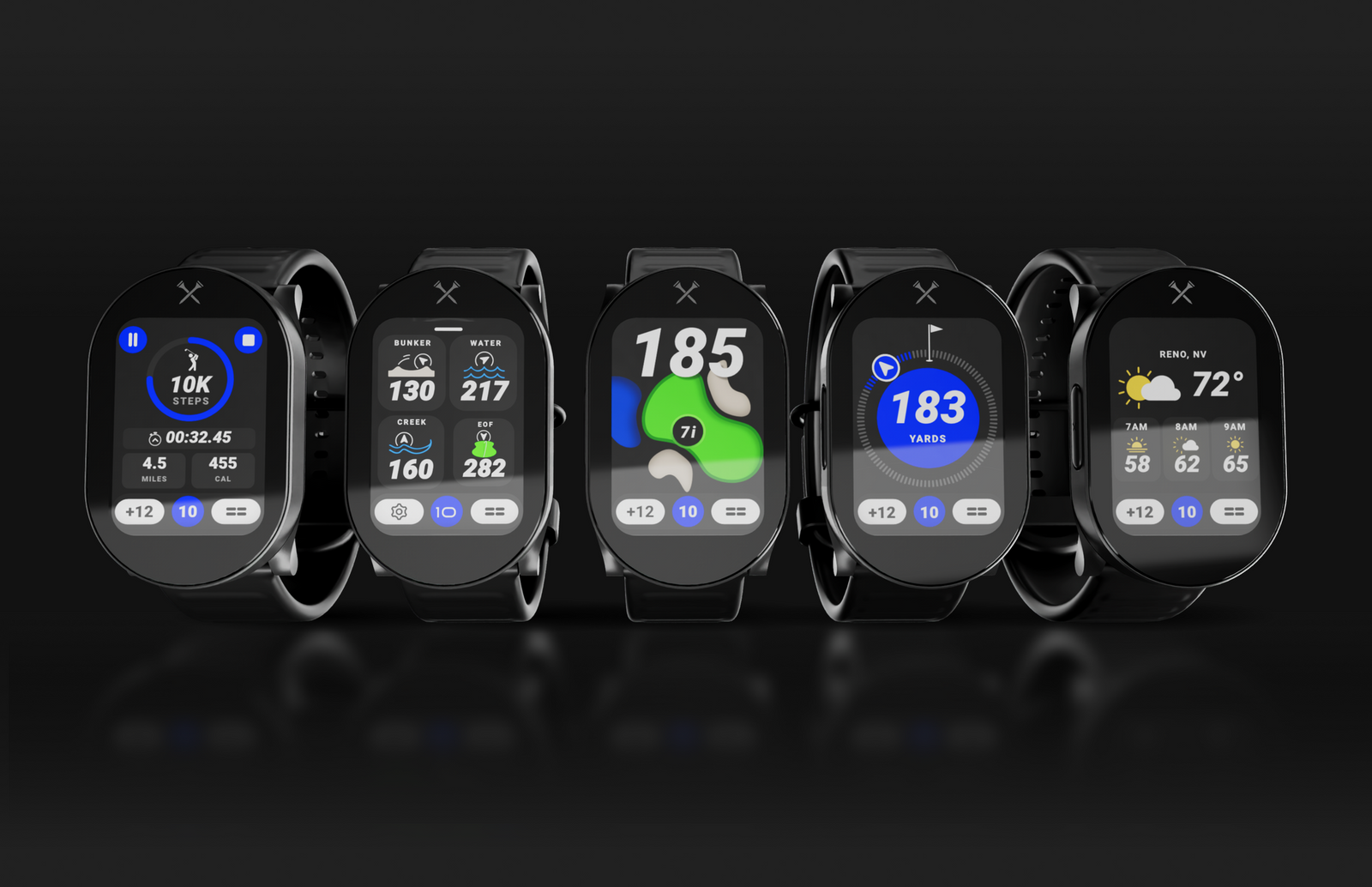 GPS golf watch with distance display for golfers