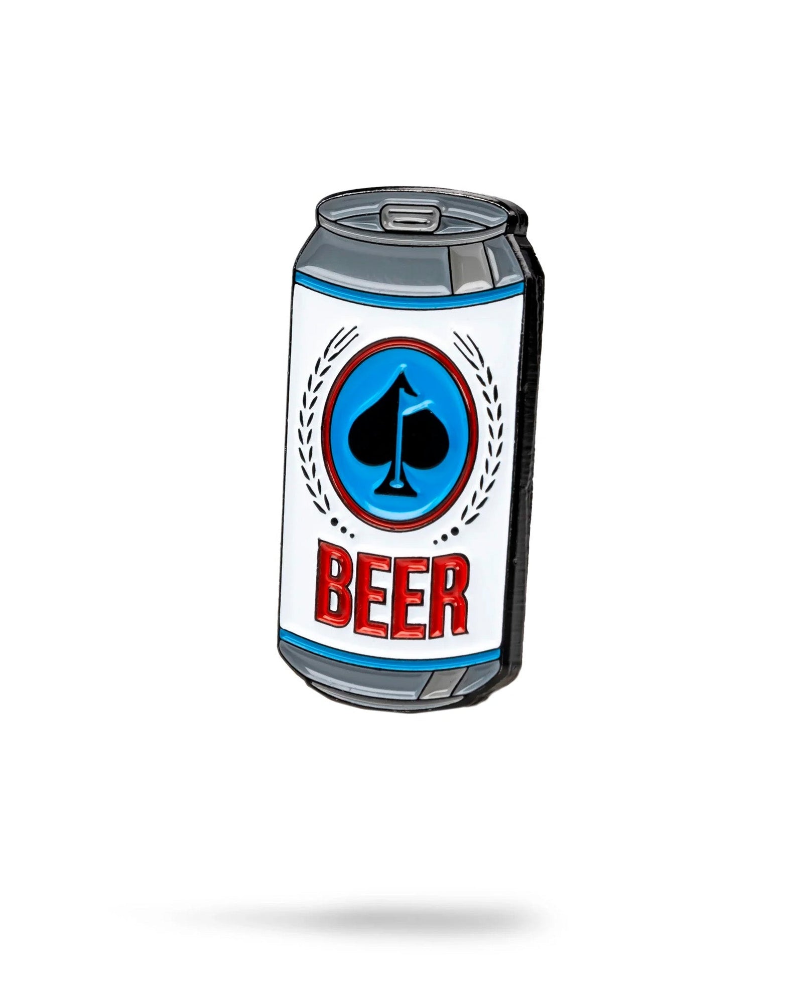 Beer can golf ball marker with magnetic backing