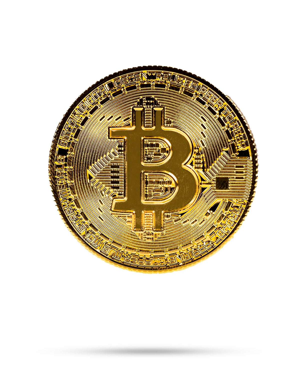 Bitcoin-themed gold golf ball marker with magnetic backing