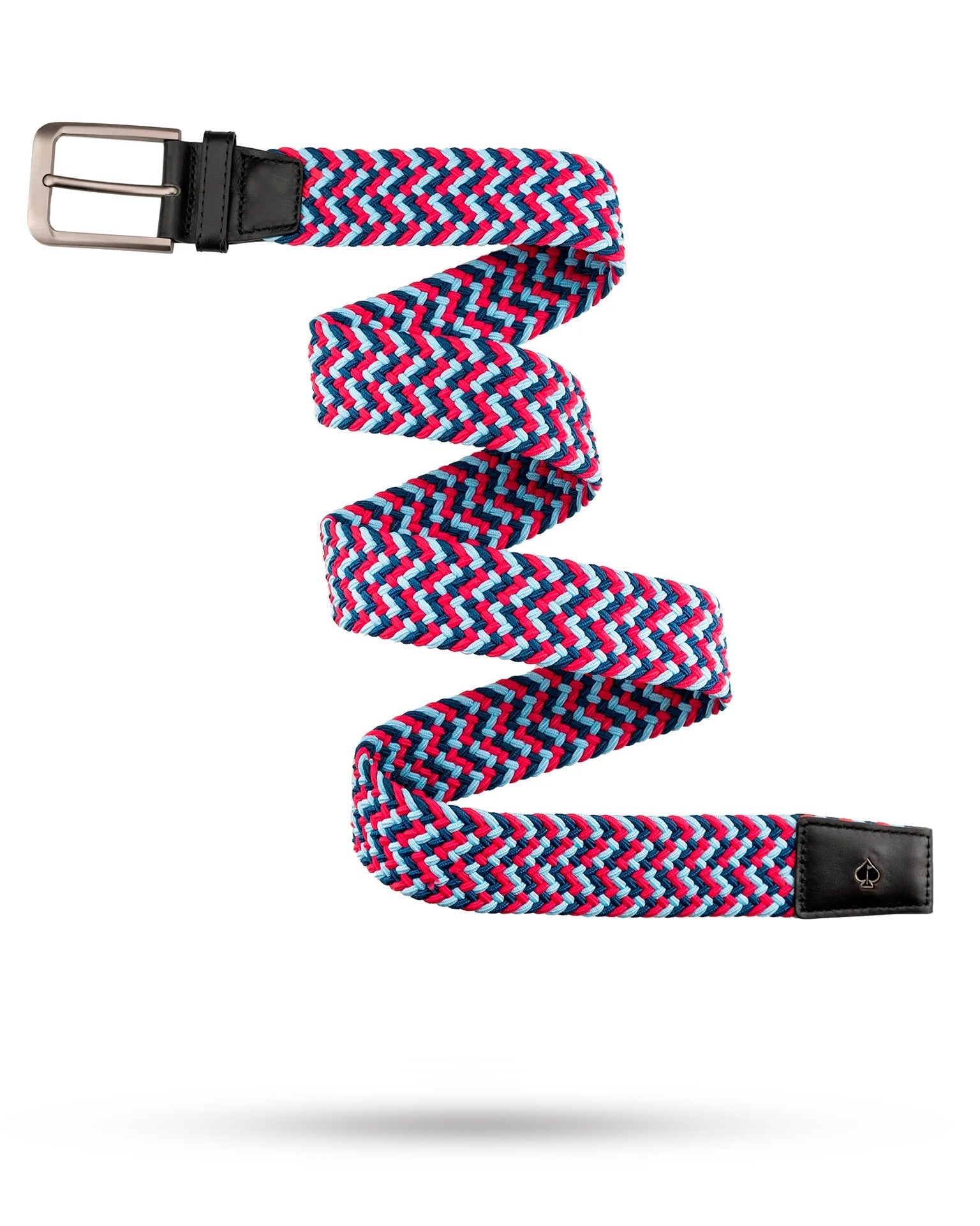 red light blue and dark blue braided golf belt with stainless buckle
