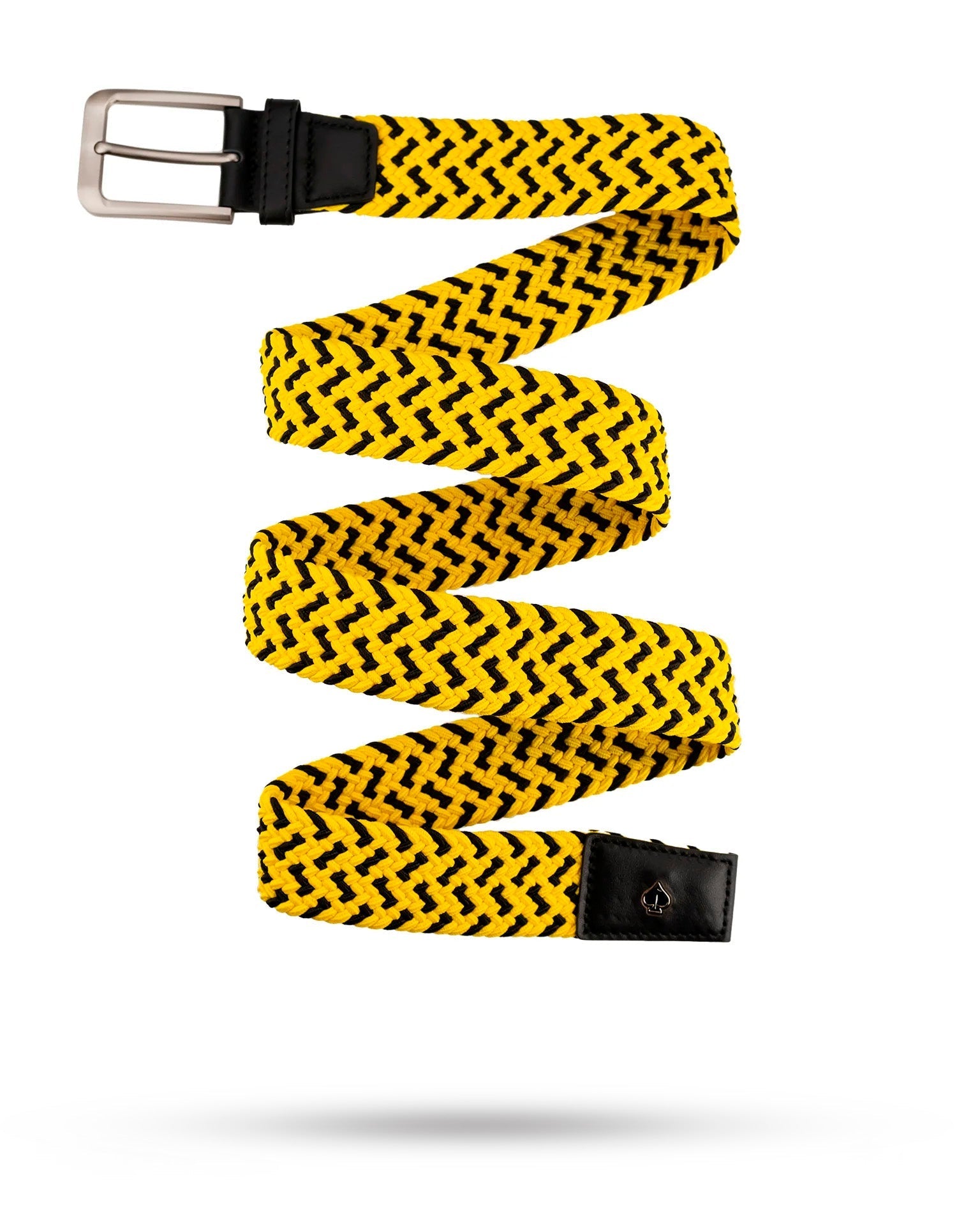 yellow and black braided golf belt with stainless buckle