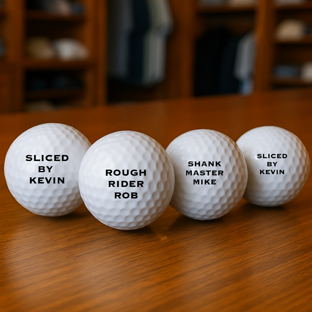 Custom printed Titleist golf balls with funny sayings and personalization