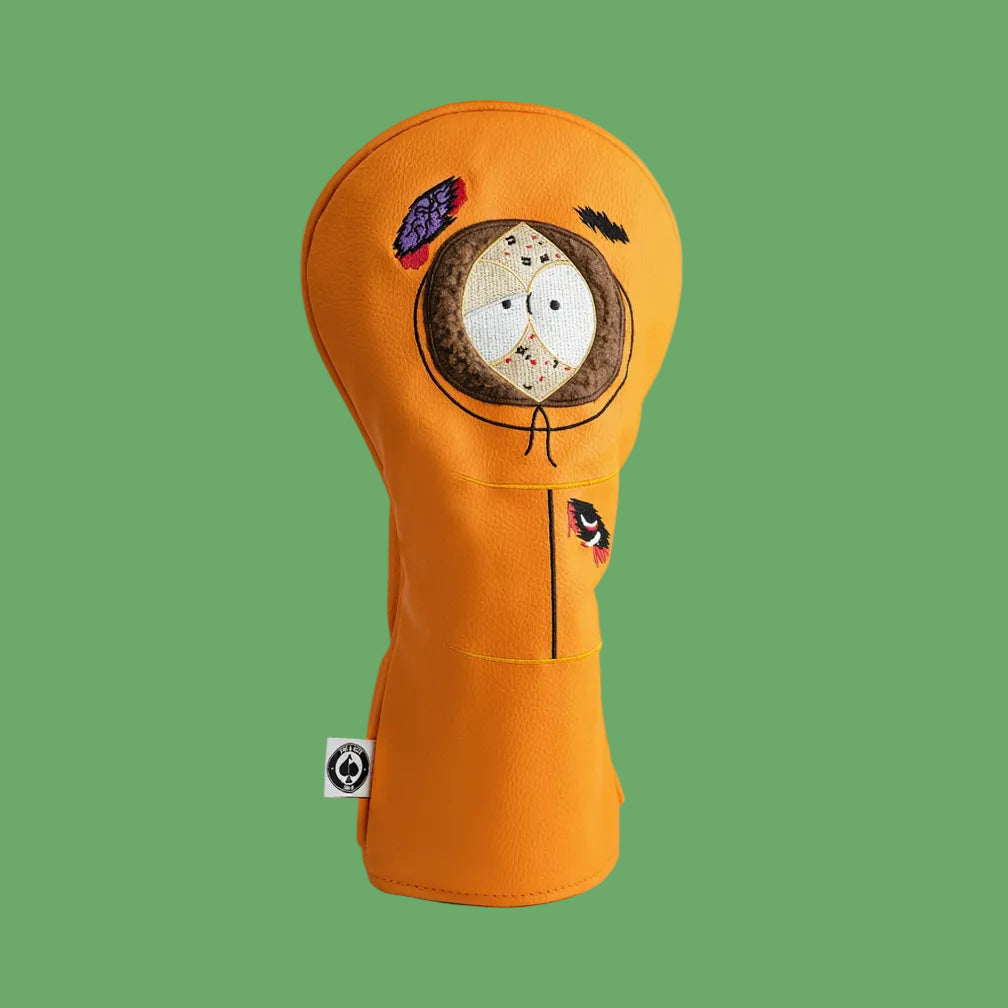 South Park Kenny officially licensed golf driver headcover in orange vegan leather with embroidered design