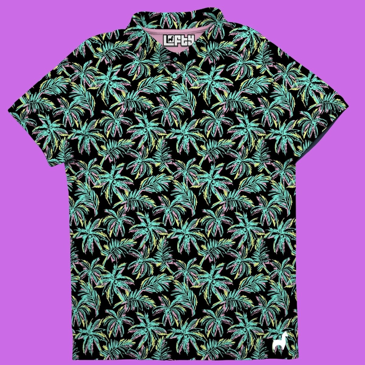 The Palmer | Neon Palm Tree Golf Polo for Men