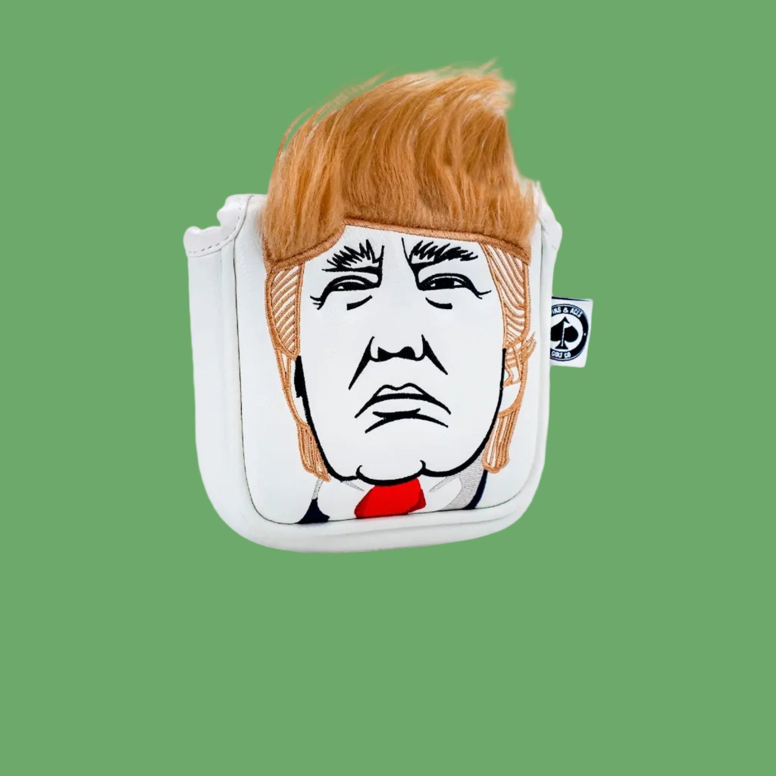 Trump mallett putter headcover with faux hair and embroidered face