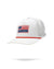 White USA golf hat with rope bill and magnetic ball marker holder