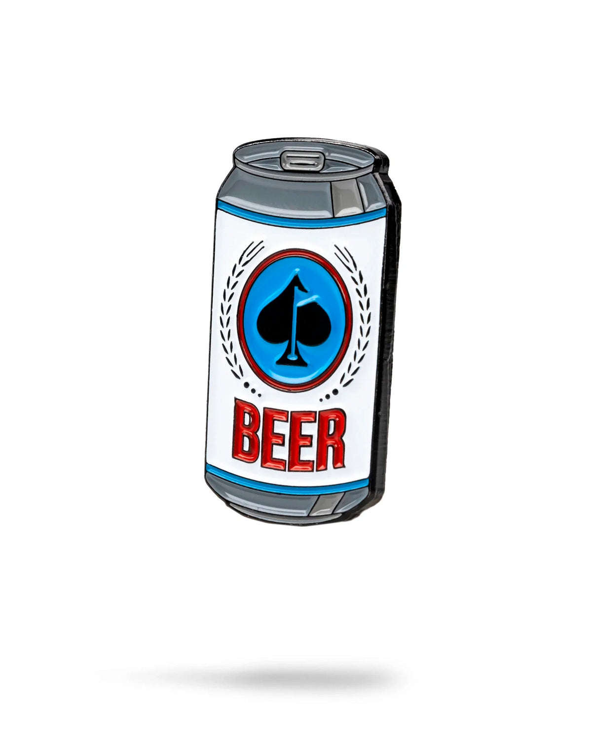 Beer can golf ball marker with magnetic backing